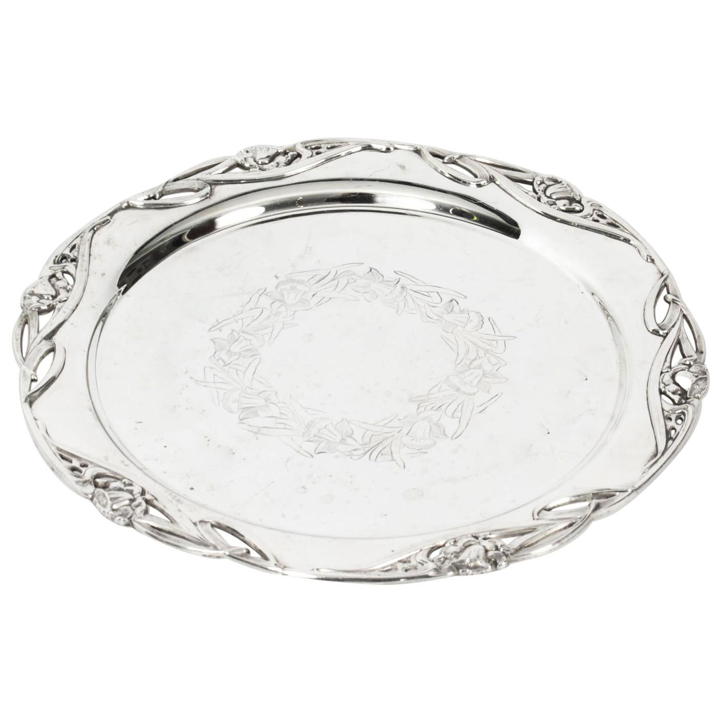 Antique Silver Plated Salver by William Hutton & Son, 19th C