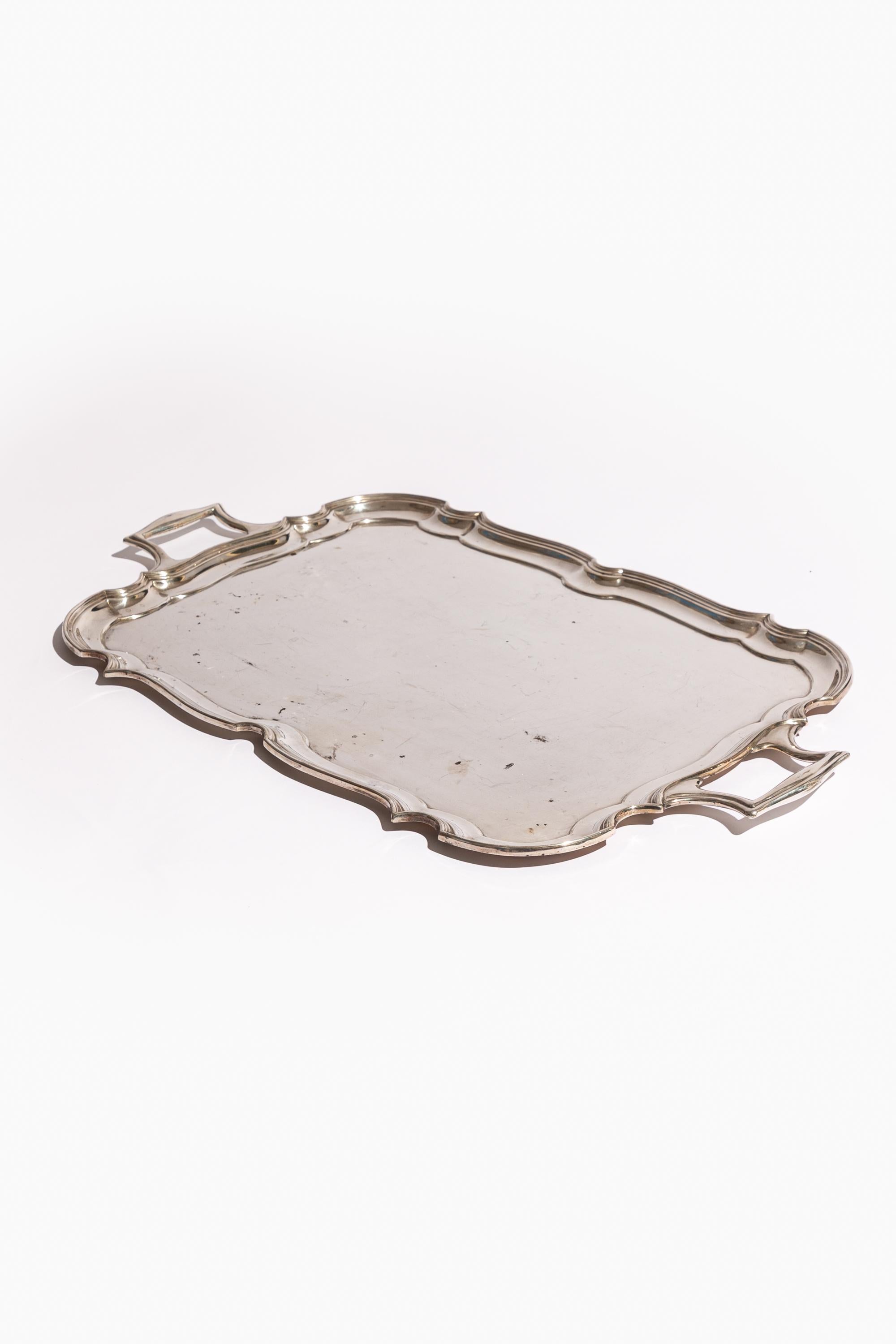 Bandeja de servicio antigua chapada en plata de Mappin & Webb Victoriano en venta