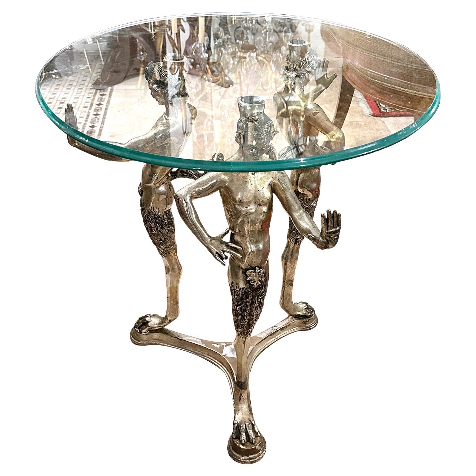 Antique Silver Plated Side Table For Sale