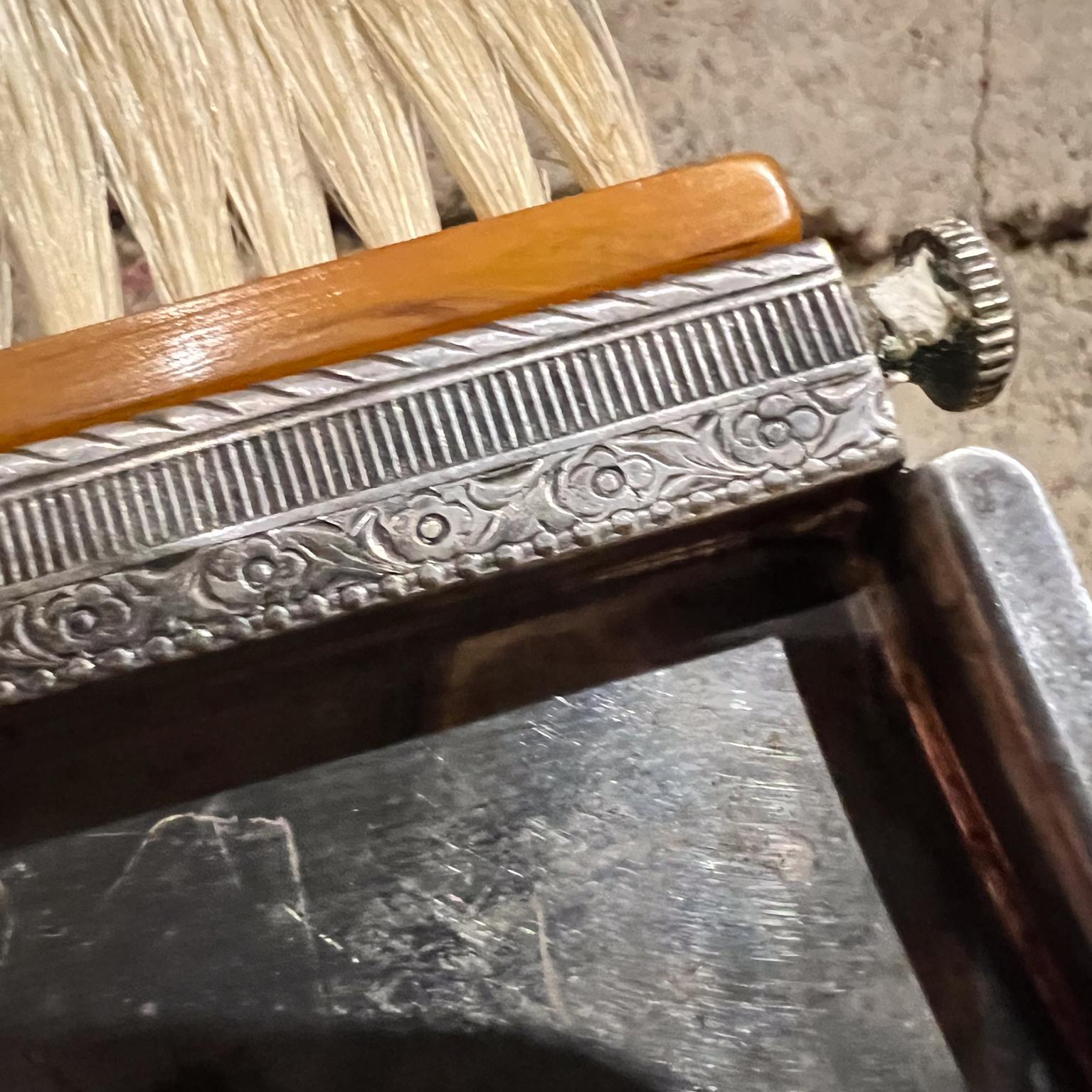 Antique Unicorn Silver-Plated Silent Butler Crumb Catcher Bakelite Brush 8