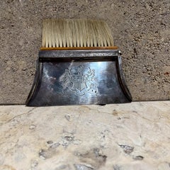 Antique Unicorn Silver-Plated Silent Butler Crumb Catcher Bakelite Brush