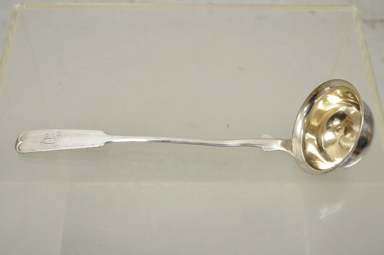 Antique Silver Plated Soup Spoon Ladles TH Marthinsen Holmes Edwards, 3 Pieces In Good Condition For Sale In Philadelphia, PA