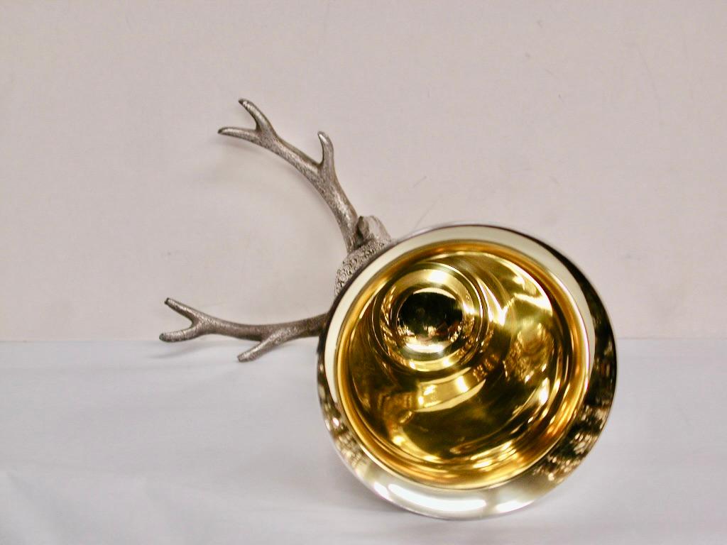 Victorian Antique Silver Plated Stag's Head Stirrup Cup  Dated Circa 1920's For Sale