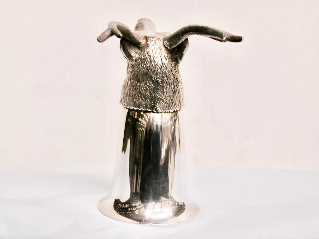 Antique Silver Plated Stag's Head Stirrup Cup  Dated Circa 1920's For Sale 1