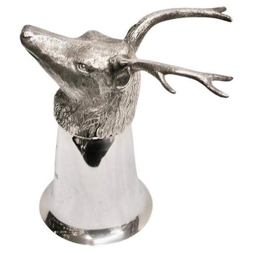 Antique Silver Plated Stag's Head Stirrup Cup  Dated Circa 1920's