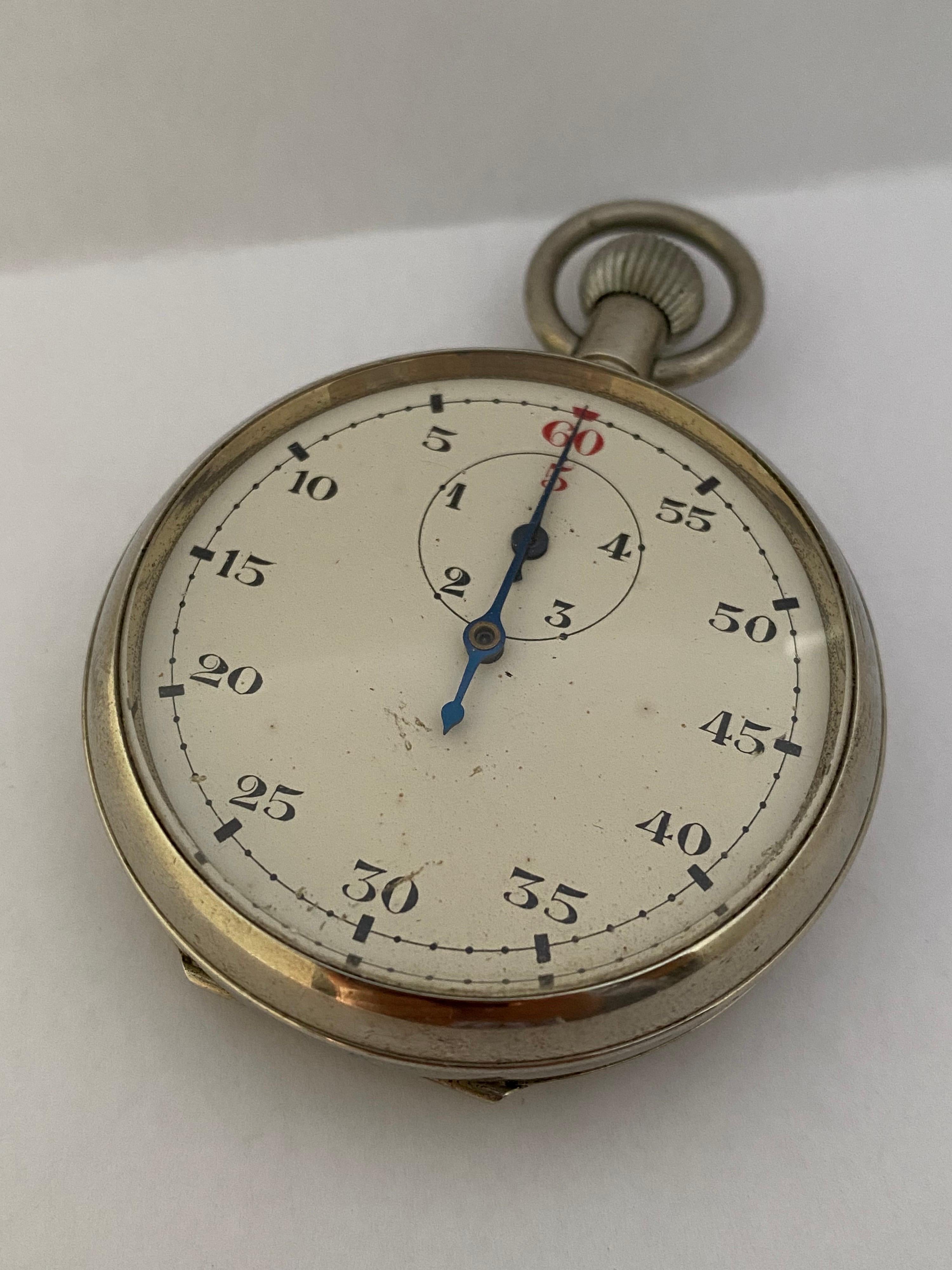 Antique Silver Plated Stop Watch For Sale 5