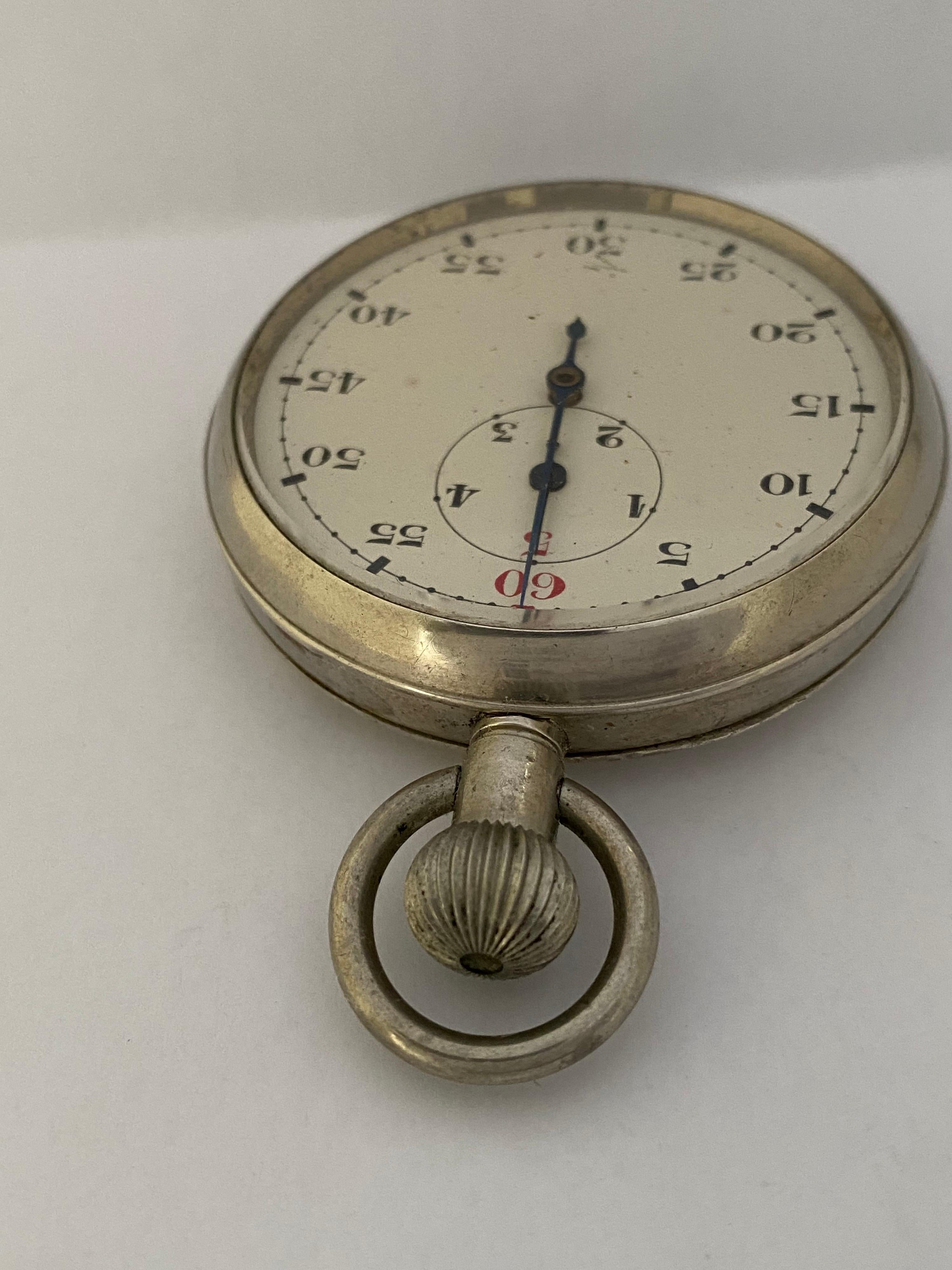 Antique Silver Plated Stop Watch For Sale 6