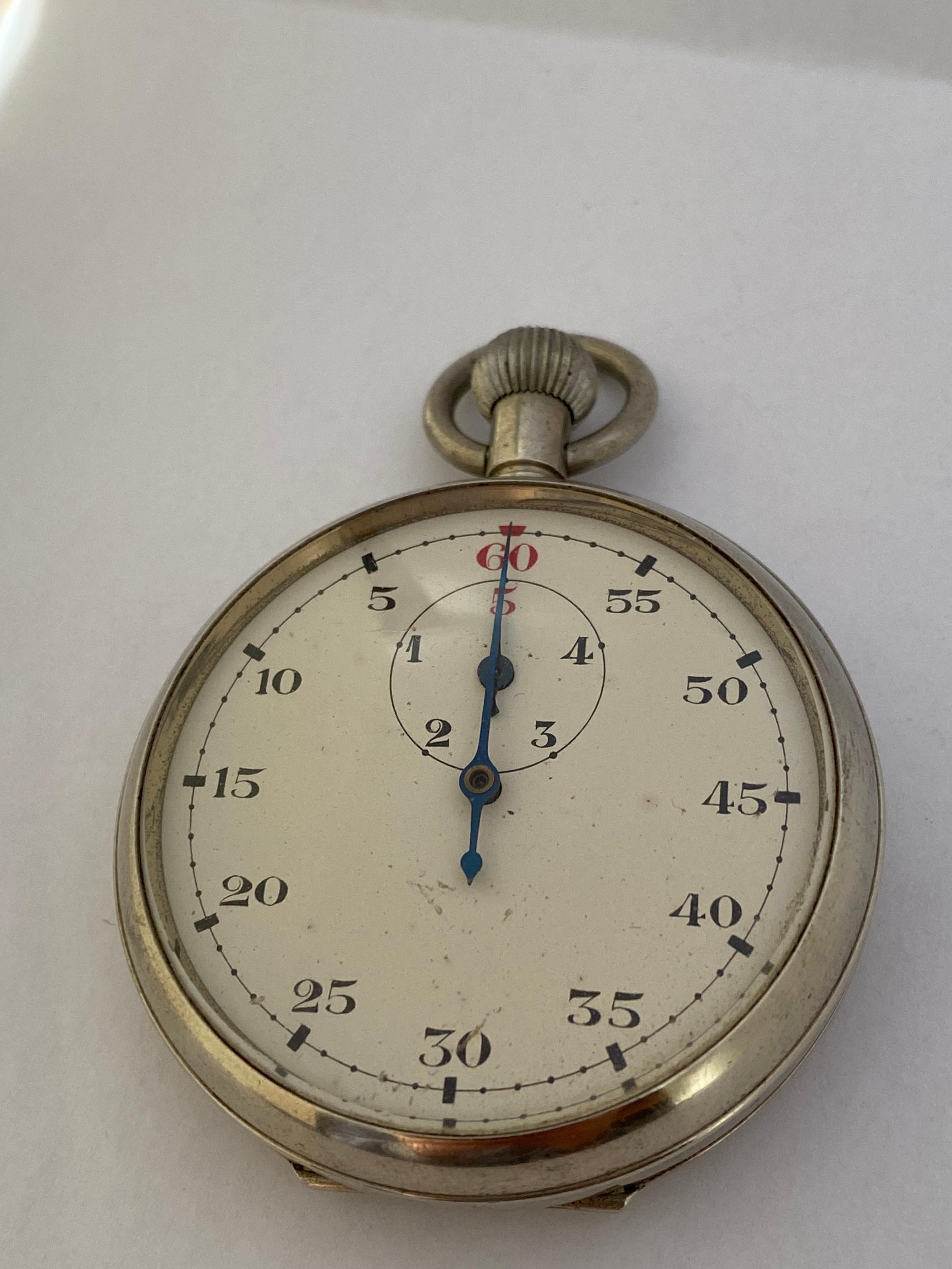 Antique Silver Plated Stop Watch For Sale 7