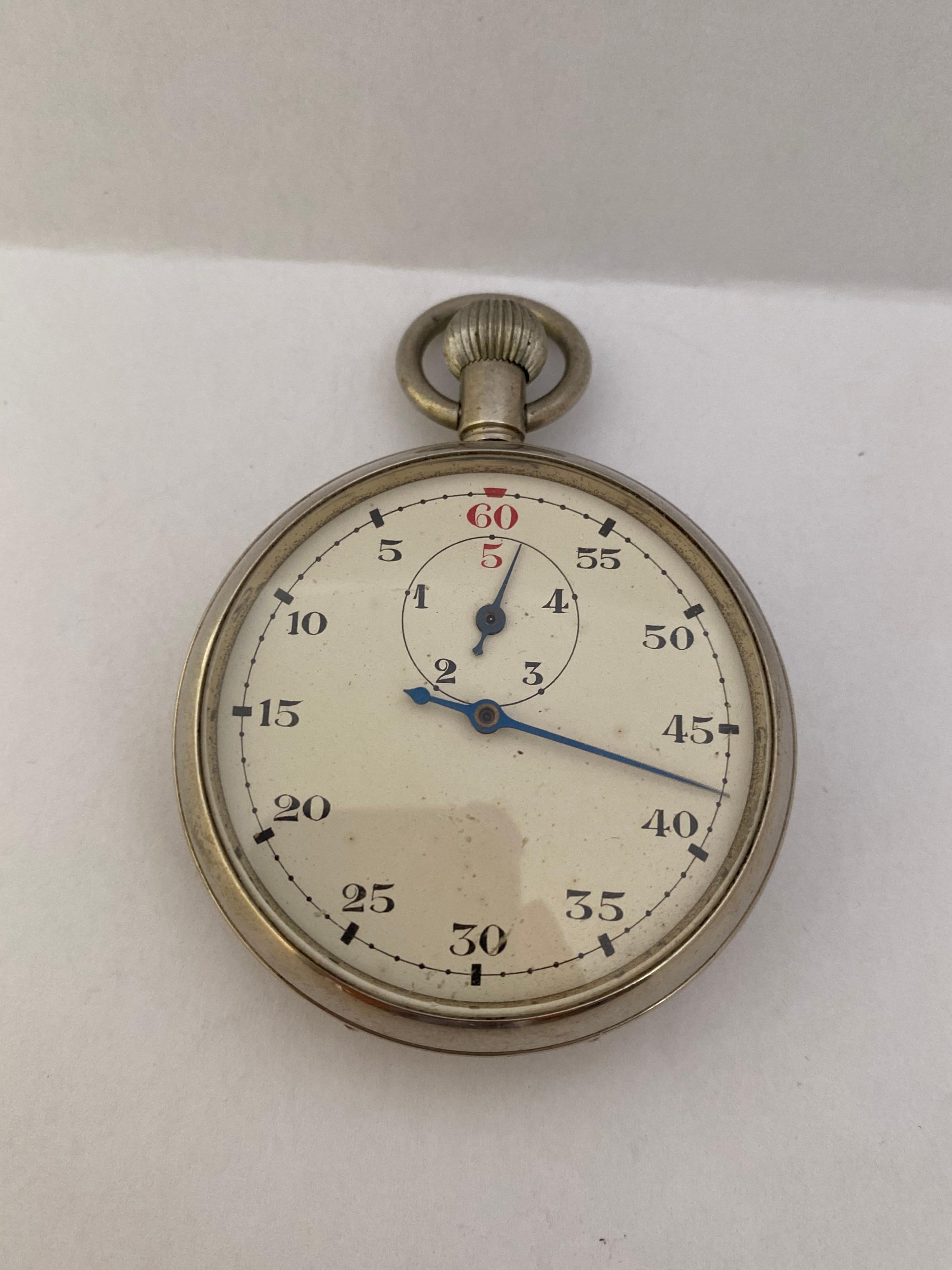 Antique Silver Plated Stop Watch For Sale 10