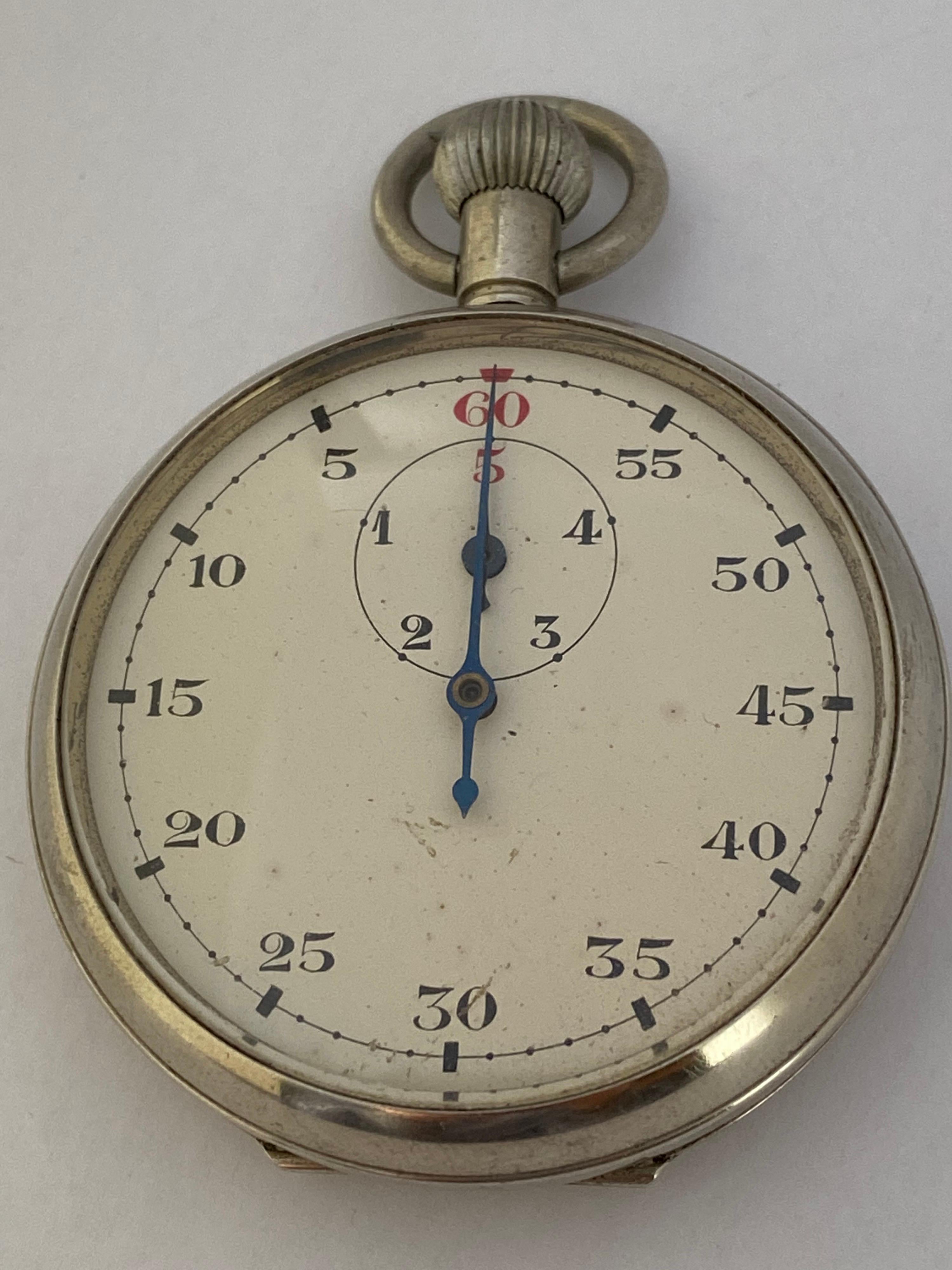 Antique Silver Plated Stop Watch For Sale 1
