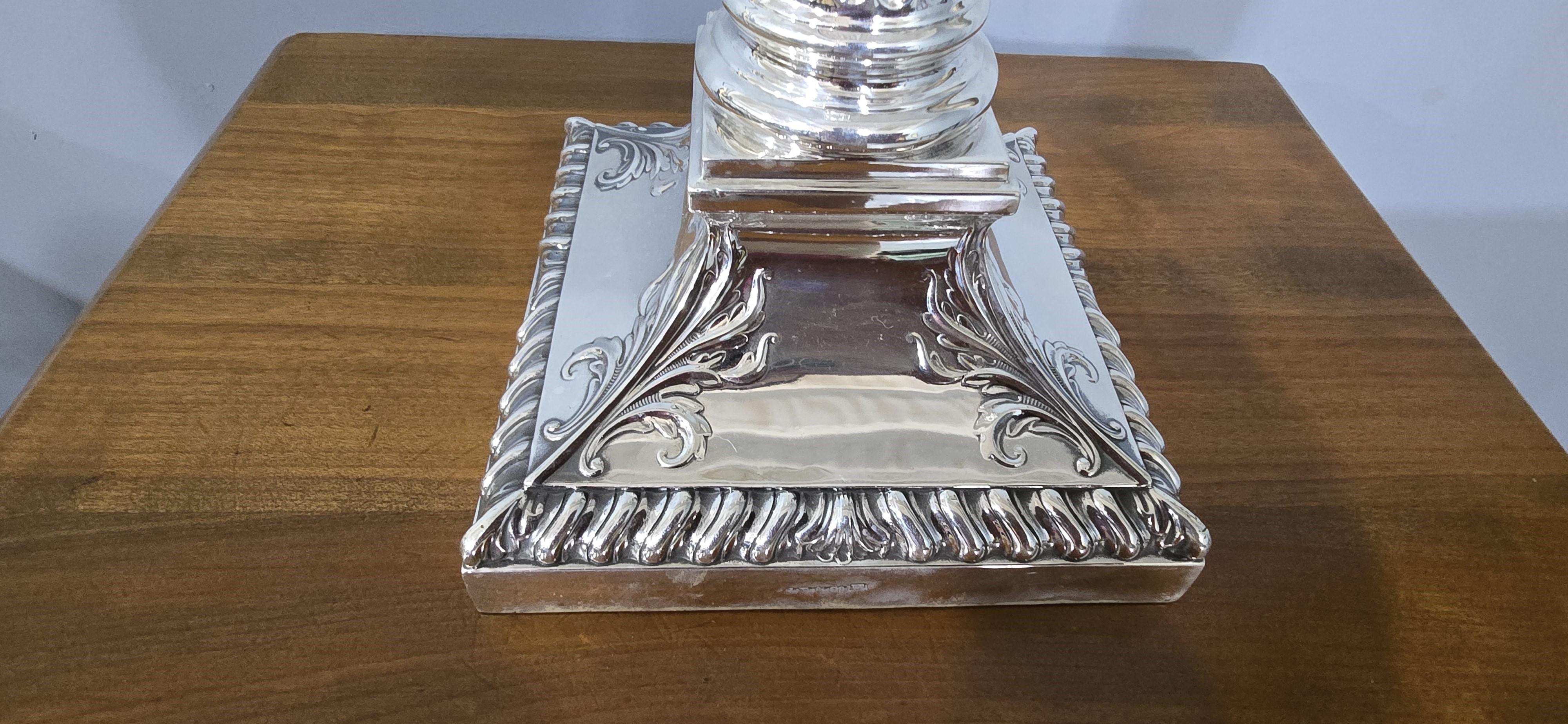 Victorian Antique Silver Plated Table Lamp For Sale