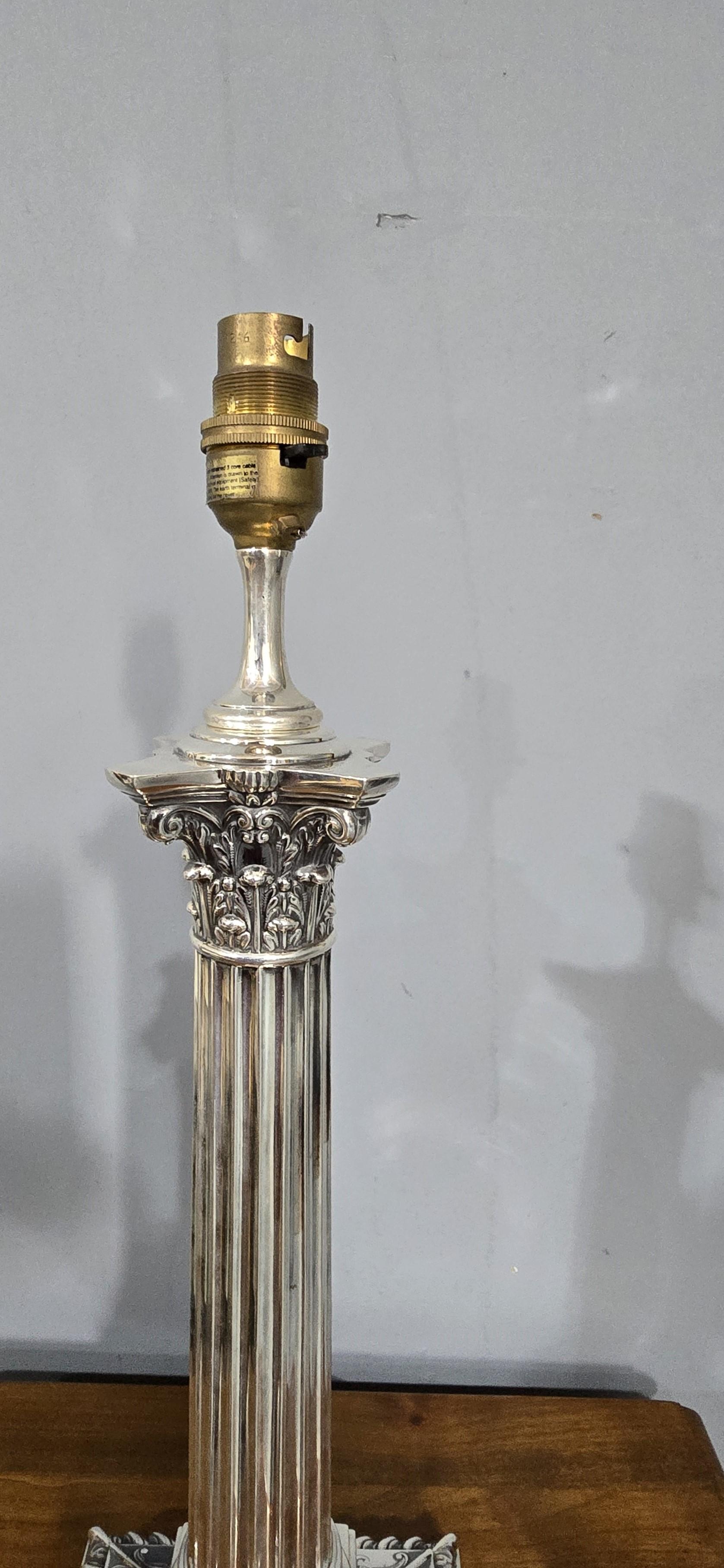 Antique Silver Plated Table Lamp In Excellent Condition For Sale In Swadlincote, GB