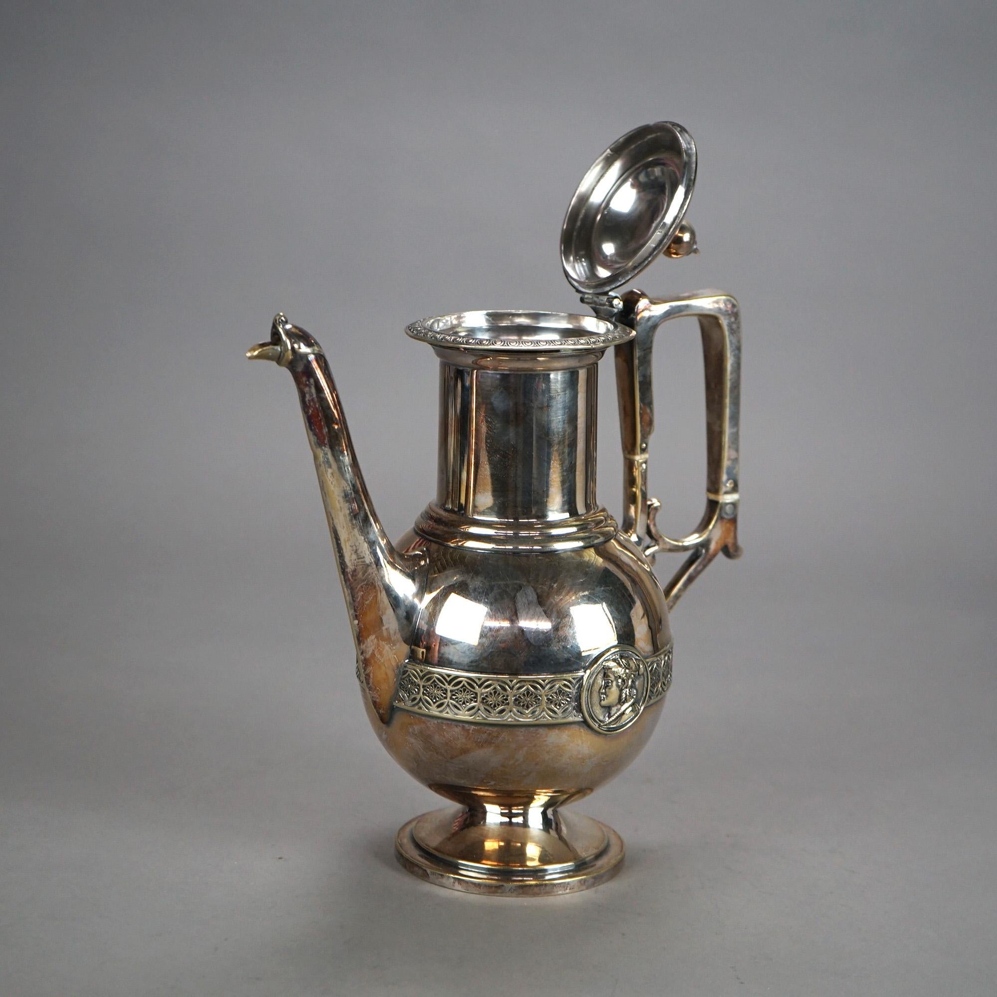 Théière ancienne en métal argenté C1890 Bon état - En vente à Big Flats, NY