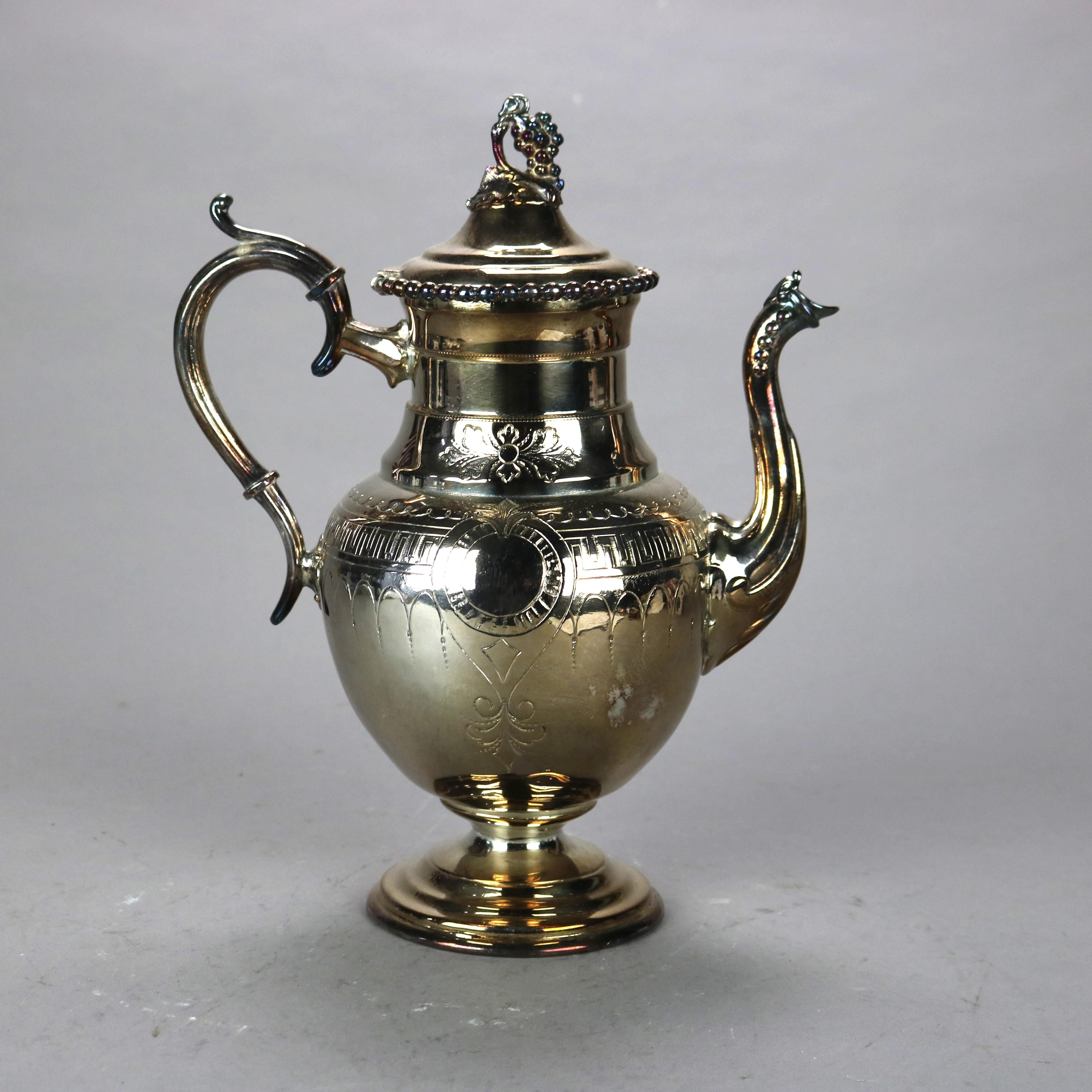 Théière ancienne en métal argenté C1890 Bon état - En vente à Big Flats, NY