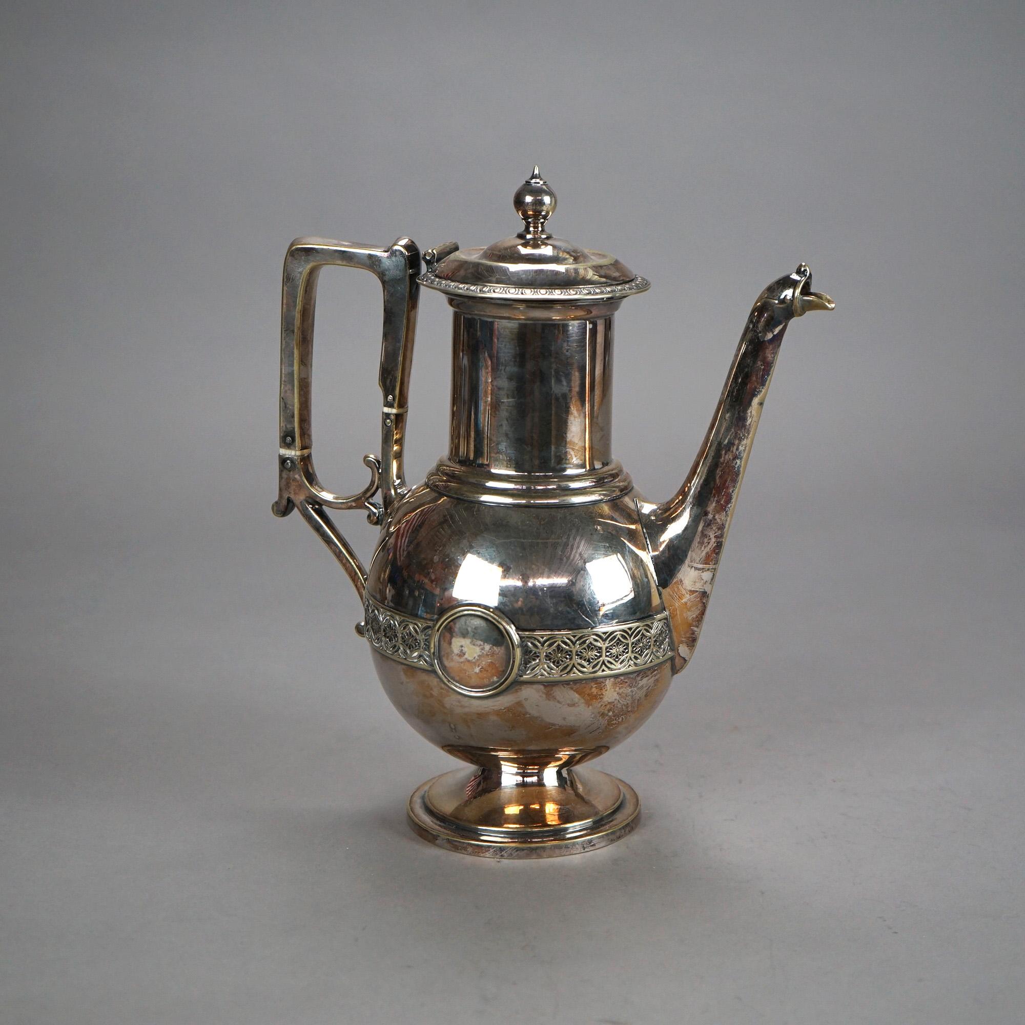 XIXe siècle Théière ancienne en métal argenté C1890 en vente