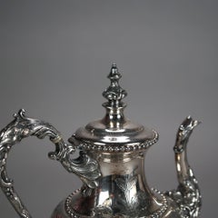 Antique Silver Plated Teapot with Foliate Engraving C1890