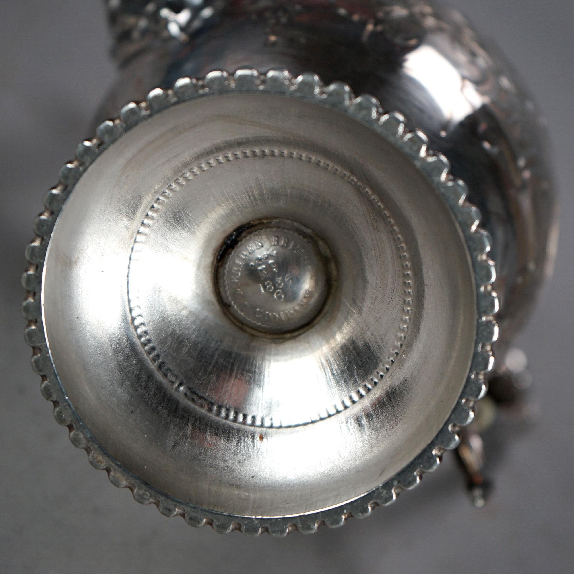 Antique Silver Plated Teapot with Foliate Engraving C1890 5