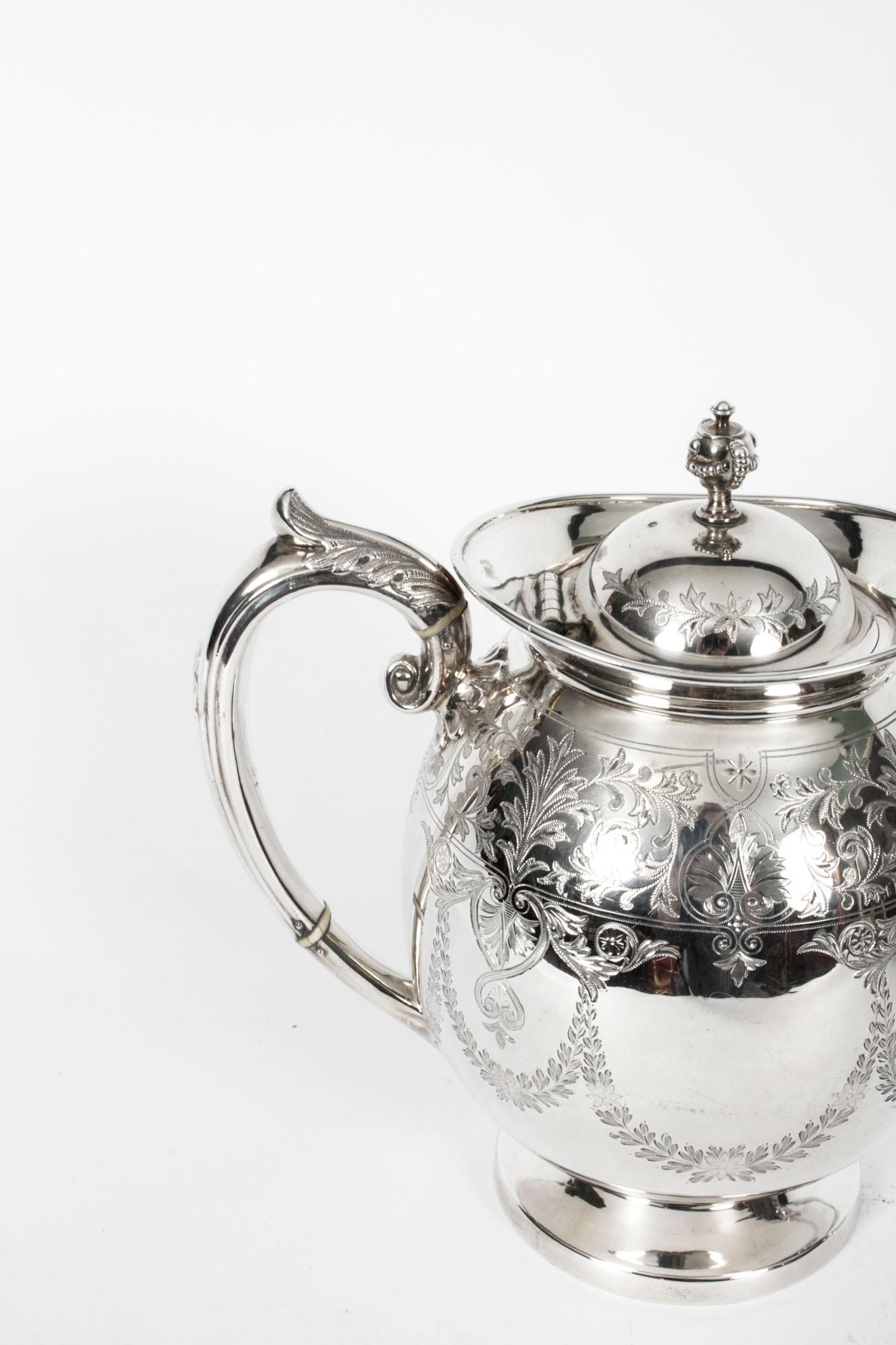 Antique Silver Plated Three Piece Tea Set Atkin Brothers, 19th Century 4