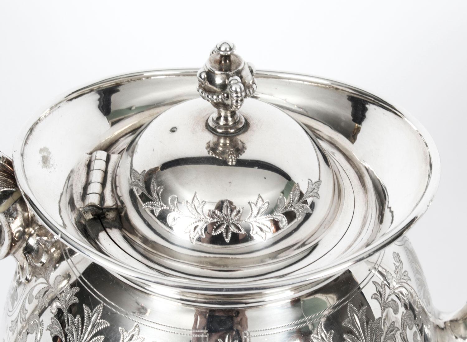 Antique Silver Plated Three Piece Tea Set Atkin Brothers, 19th Century 1