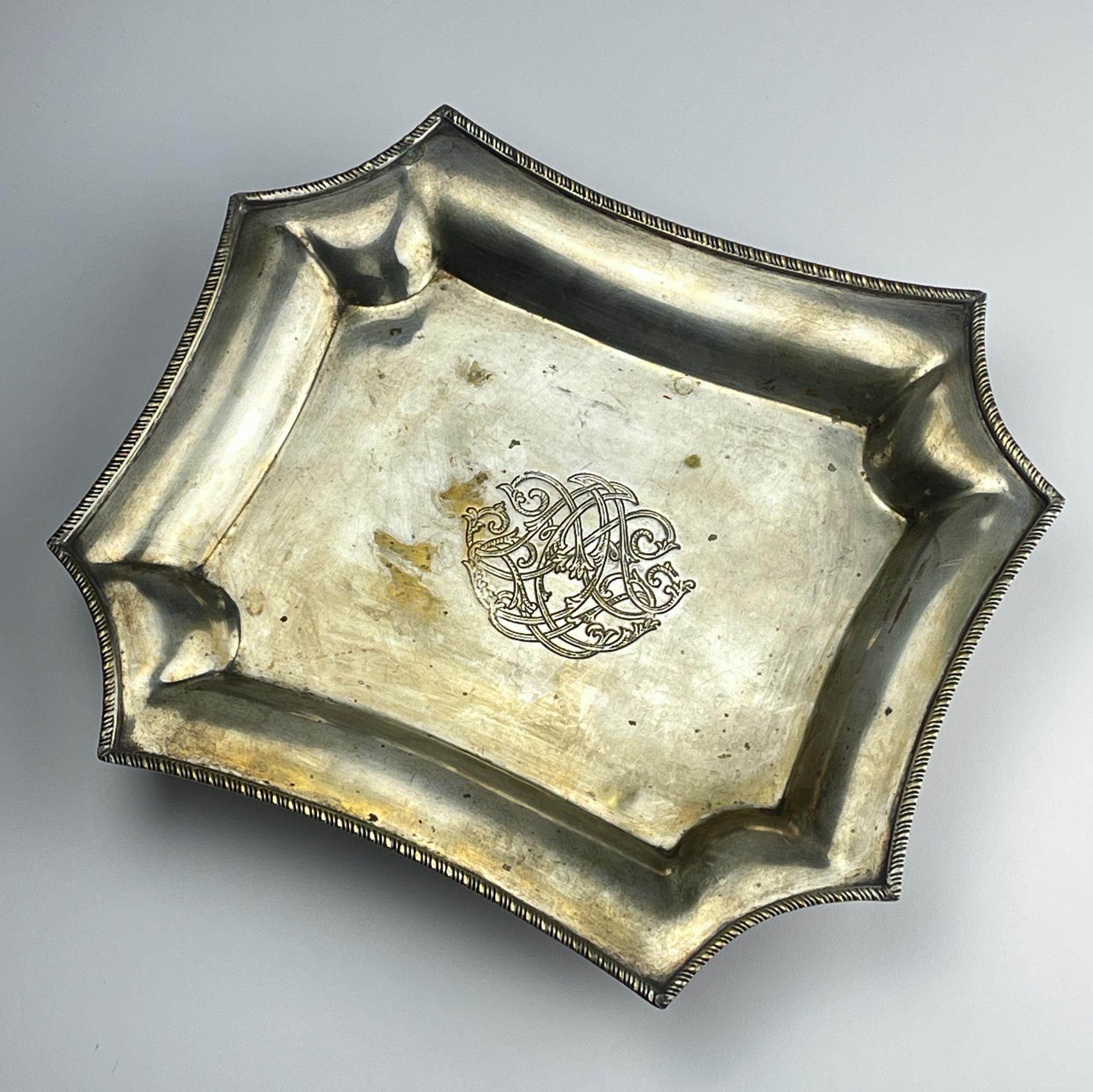 he antique tray marked 