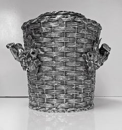Antique Silver Plated "Trompe L'oeil" Wine Cooler Bucket, England, circa 1880