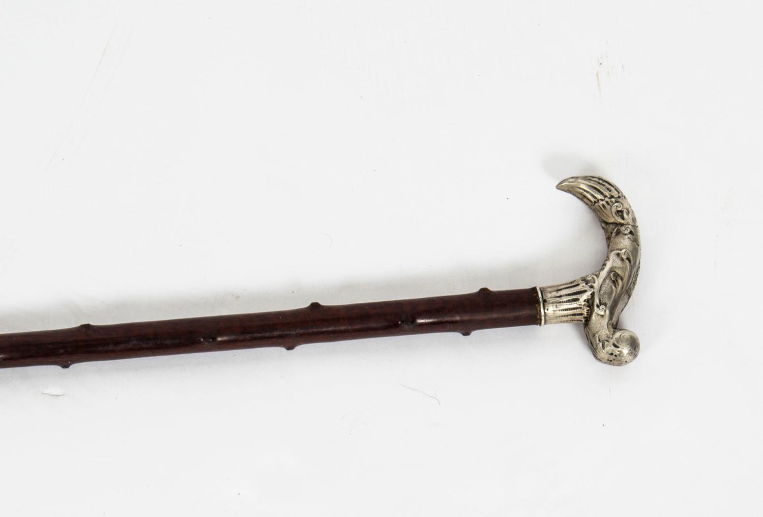 Antique Silver Plated Walking Cane Stick, 19th Century 2