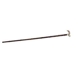 Antique Silver Plated Walking Cane Stick, 19th Century