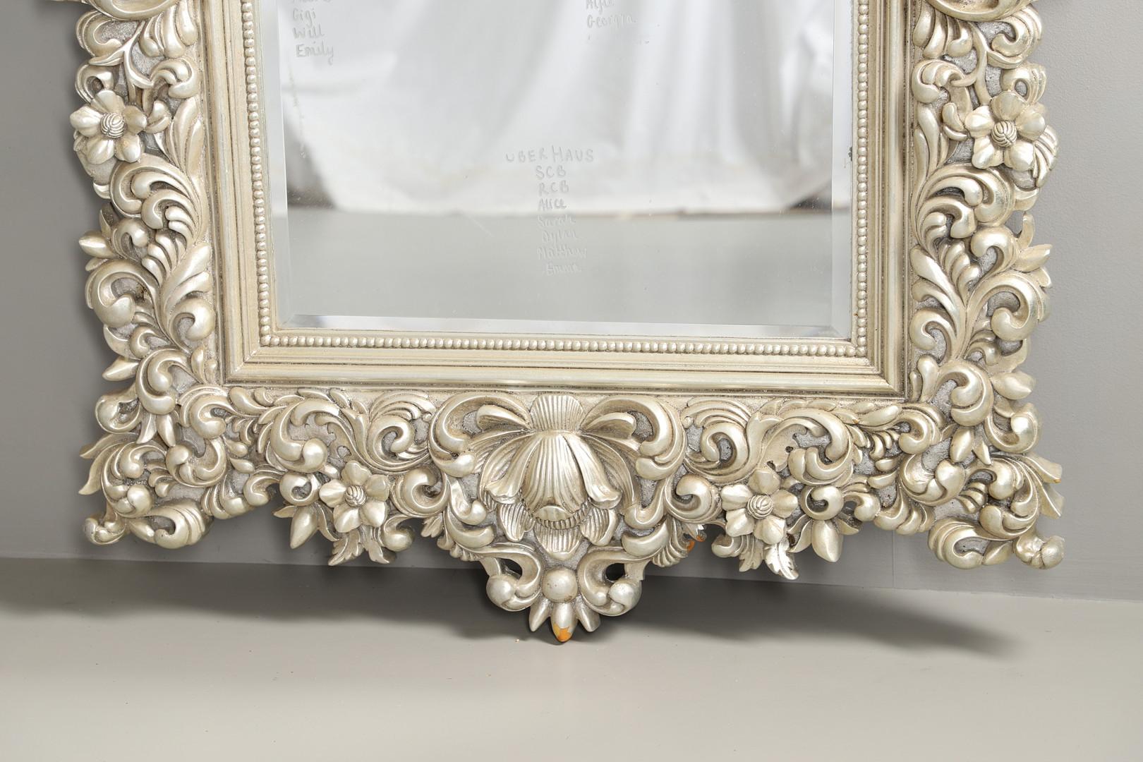 British Luxury Wall Mirror, Antique Silver Plated Rococo Floral Modern Console Mirror For Sale
