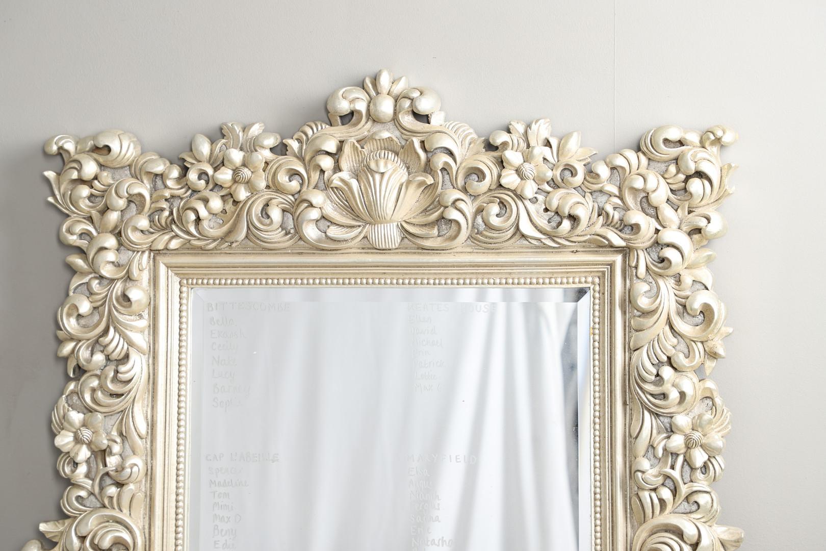 Silvered Luxury Wall Mirror, Antique Silver Plated Rococo Floral Modern Console Mirror For Sale