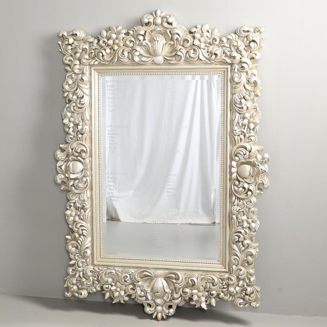 Luxury Wall Mirror, Antique Silver Plated Rococo Floral Modern Console Mirror In Excellent Condition For Sale In Hampshire, GB
