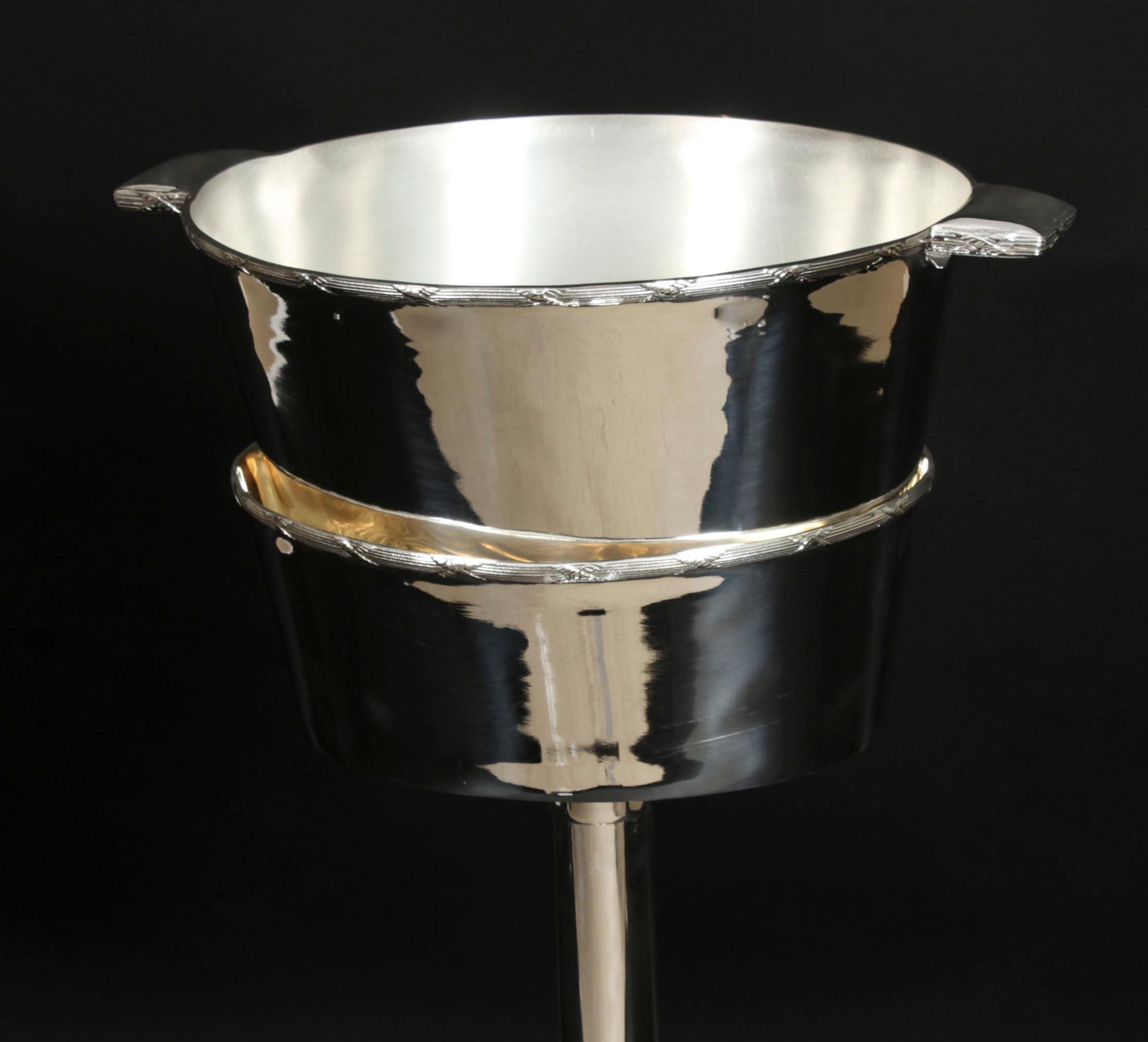 Silver Plate Antique Silver-plated Wine / Champagne Cooler Stand Mappin & Webb 1920s