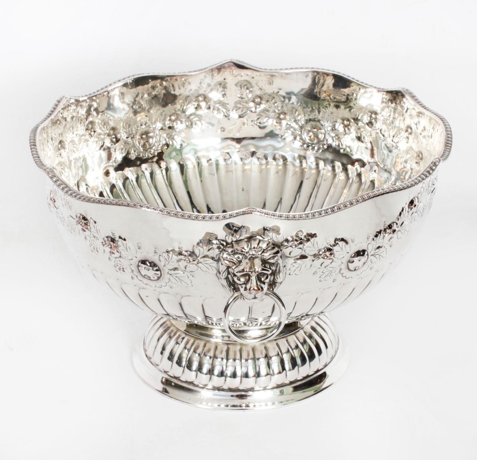 Antique Silver Plated Wine Cooler Punch Bowl / Champagne Cooler, 19th C 6