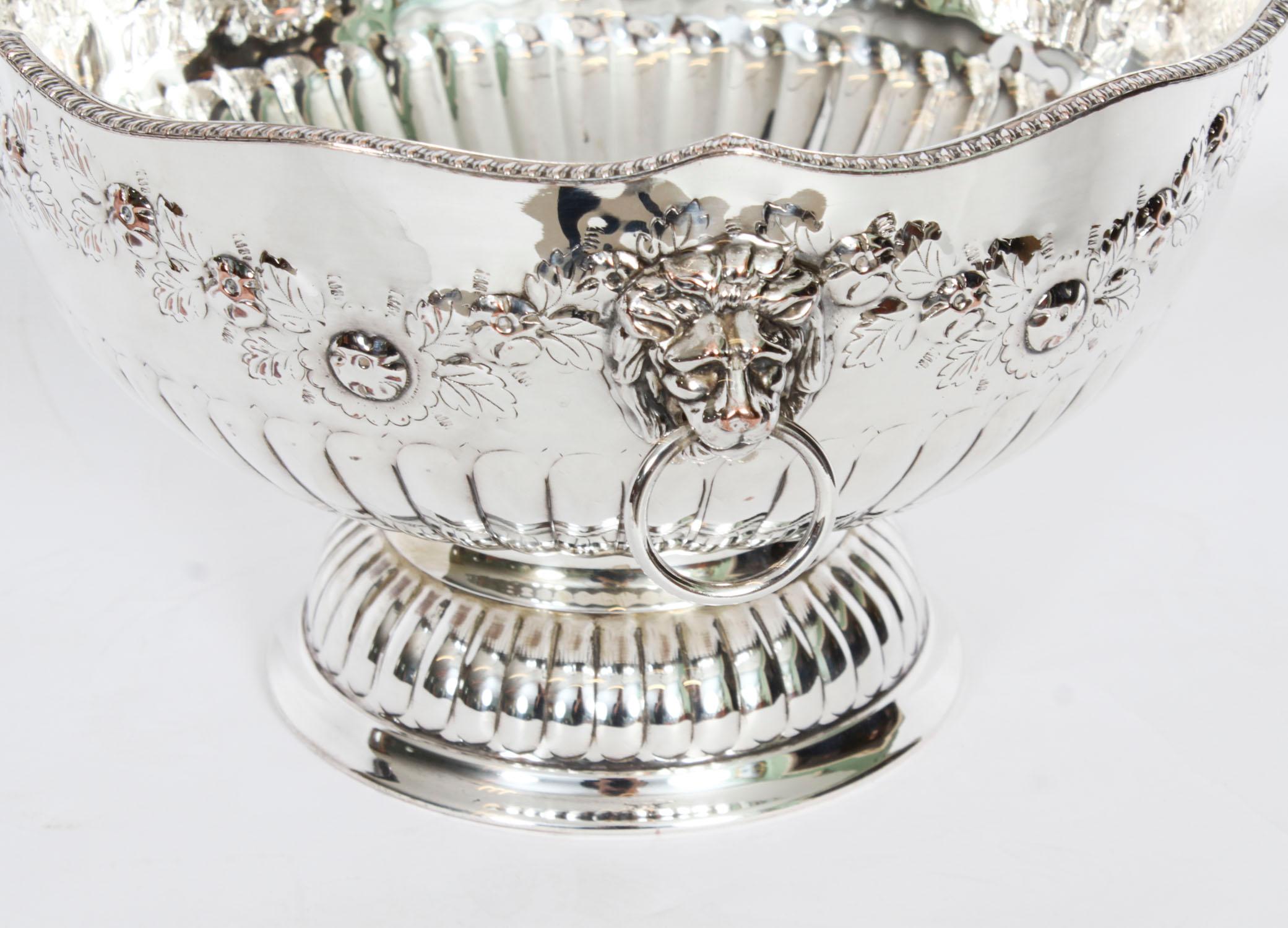 Antique Silver Plated Wine Cooler Punch Bowl / Champagne Cooler, 19th C In Good Condition In London, GB
