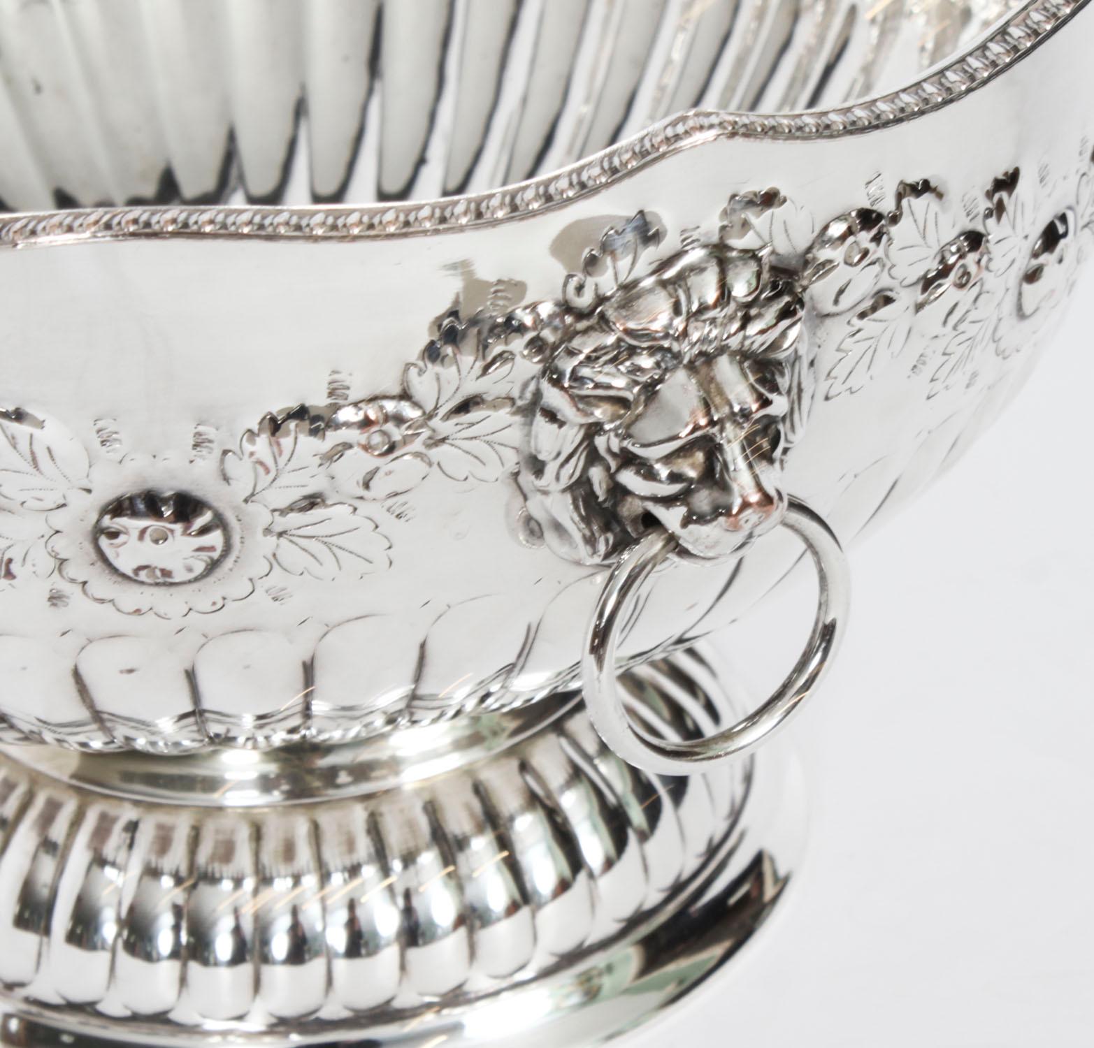 19th Century Antique Silver Plated Wine Cooler Punch Bowl / Champagne Cooler, 19th C