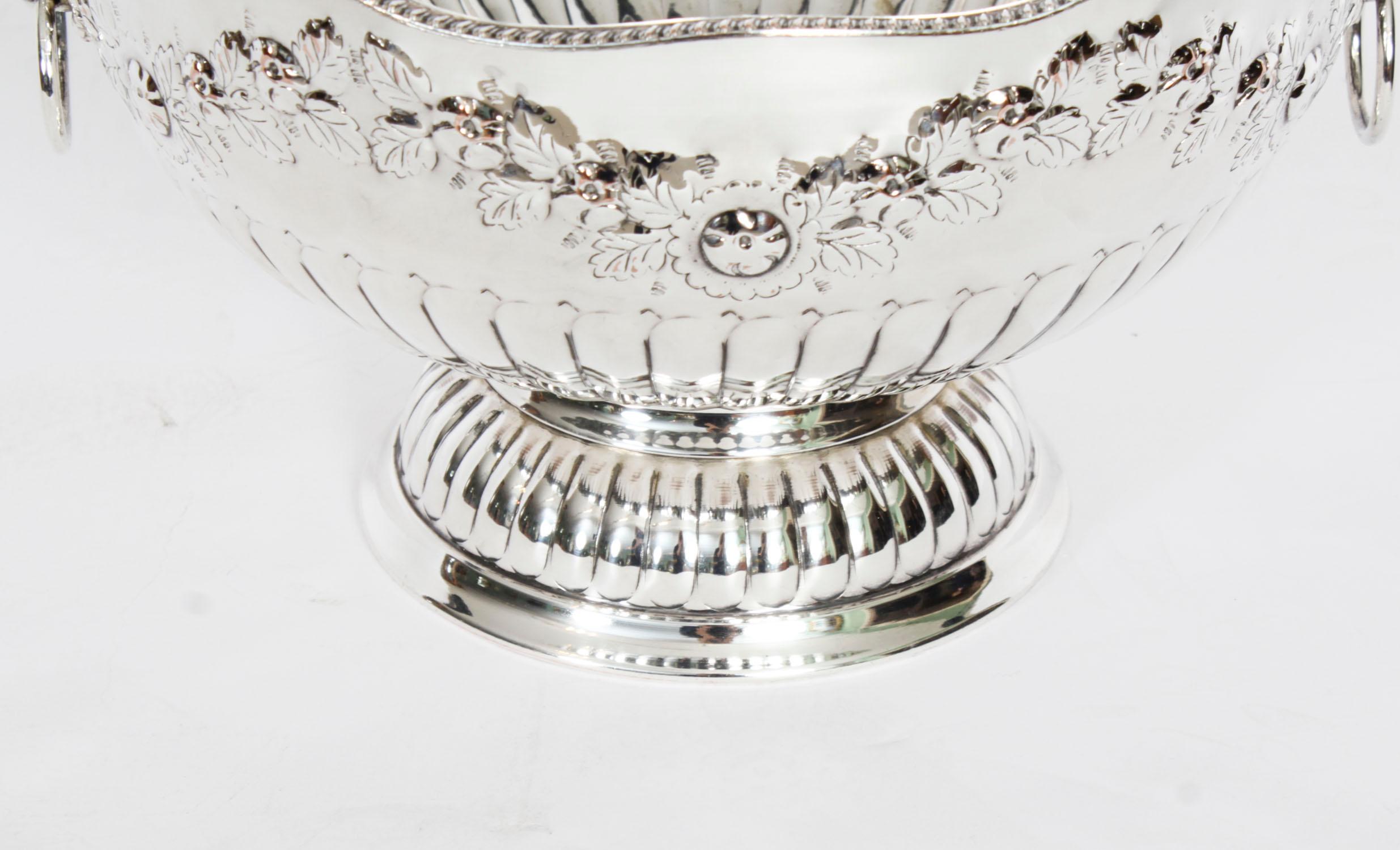 Antique Silver Plated Wine Cooler Punch Bowl / Champagne Cooler, 19th C 1