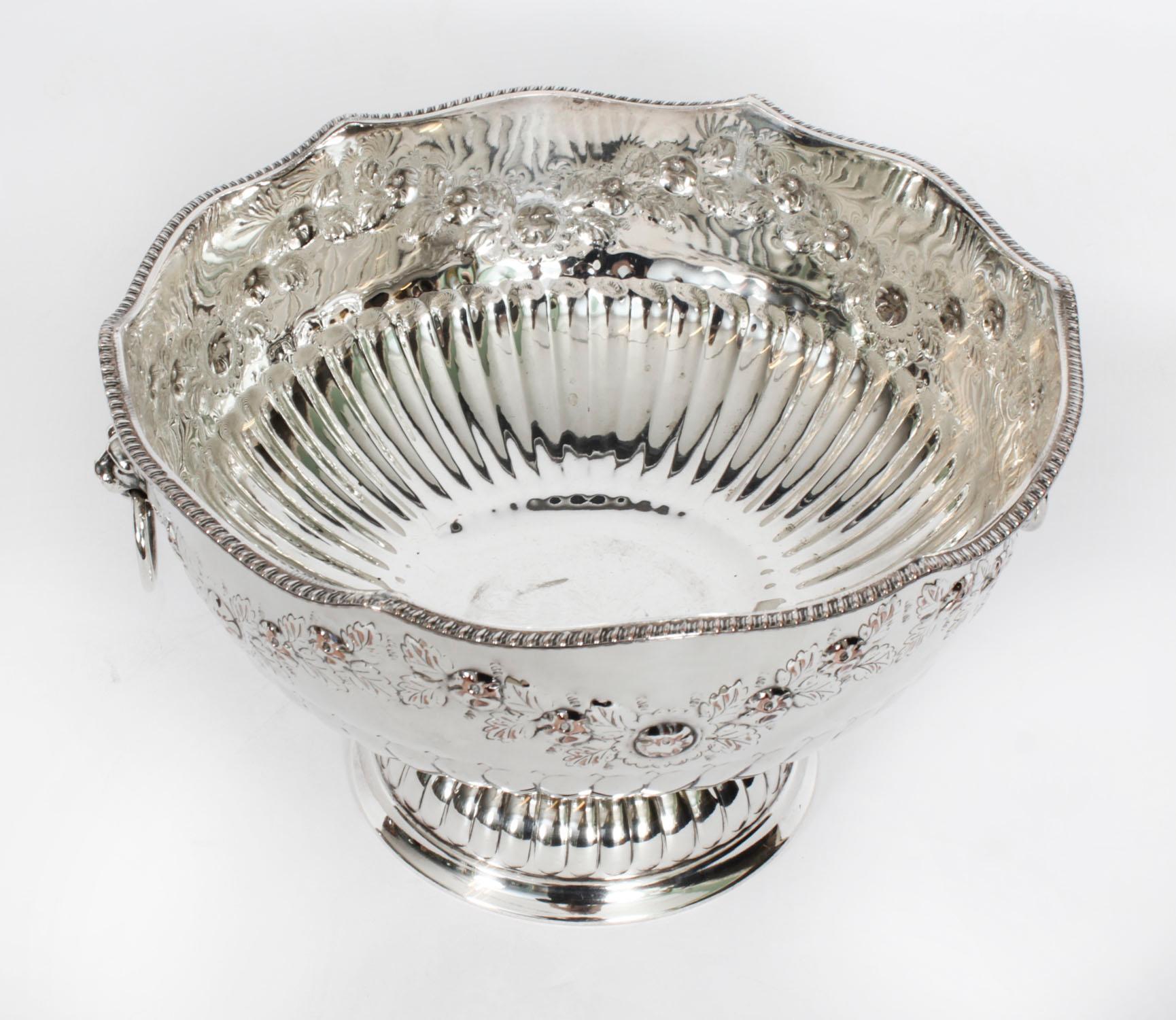 Antique Silver Plated Wine Cooler Punch Bowl / Champagne Cooler, 19th C 2