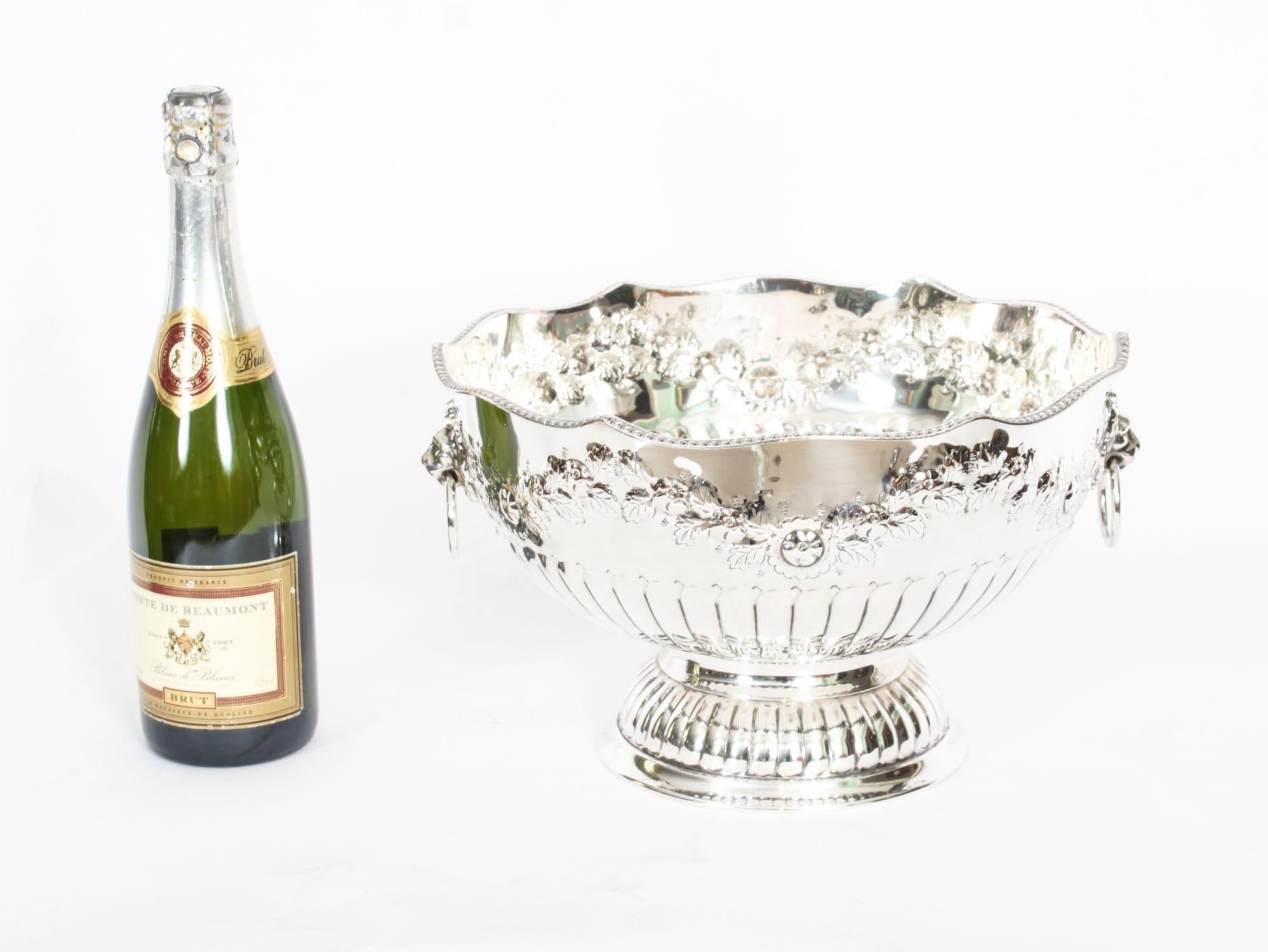 Antique Silver Plated Wine Cooler Punch Bowl / Champagne Cooler, 19th C 4