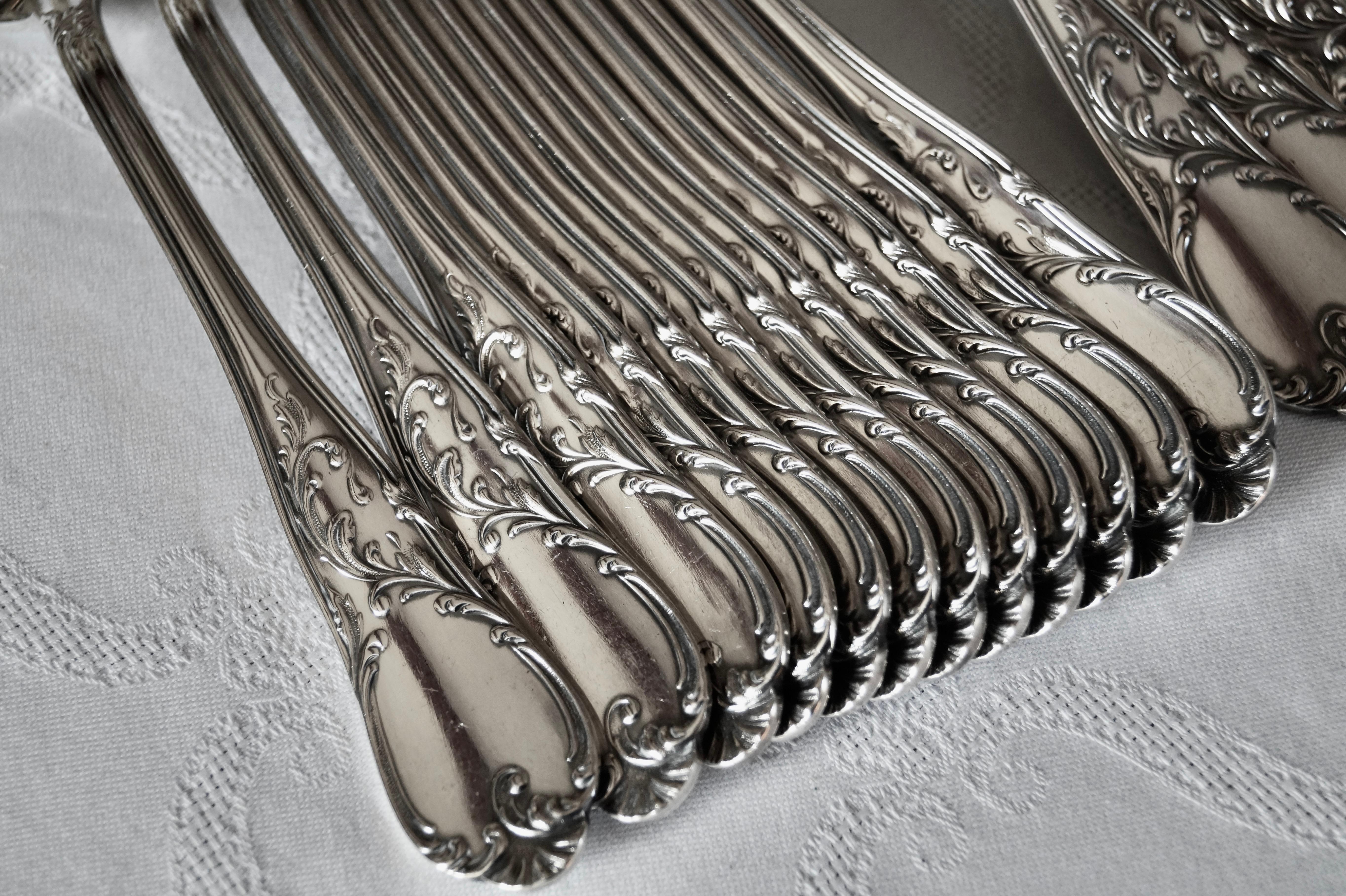 Romantic Antique Silver Plated WISKEMANN Cutlery Flatware set 