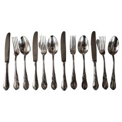 Cubertería antigua bañada en plata WISKEMANN Juego de cubiertos "LOUIS XVI" 36 piezas