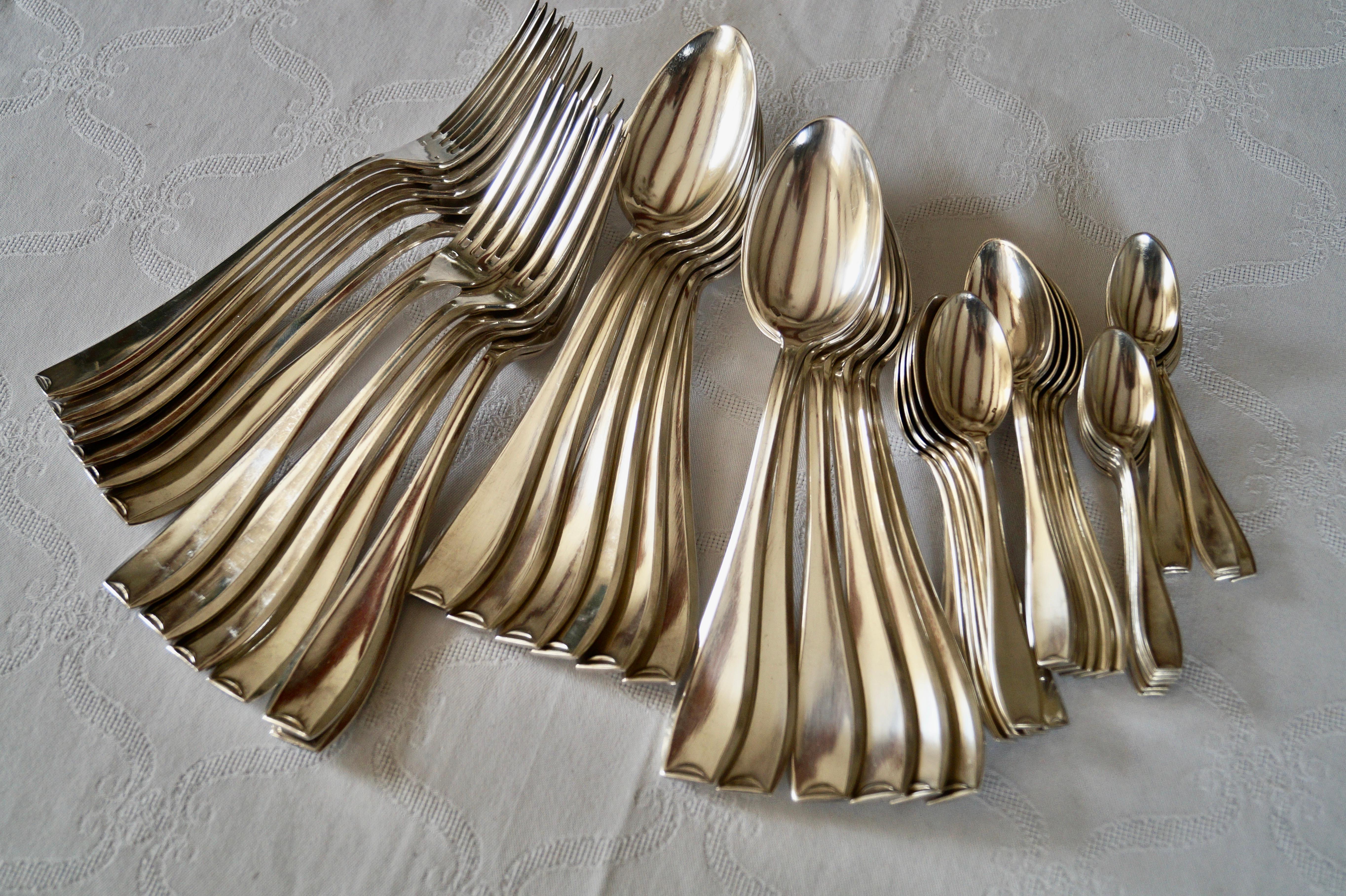 Antique Silver Plated WISKEMANN Cutlery flatware set 
