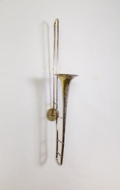 Antique Silver-Plated York & Sons Trombone as Sconce
