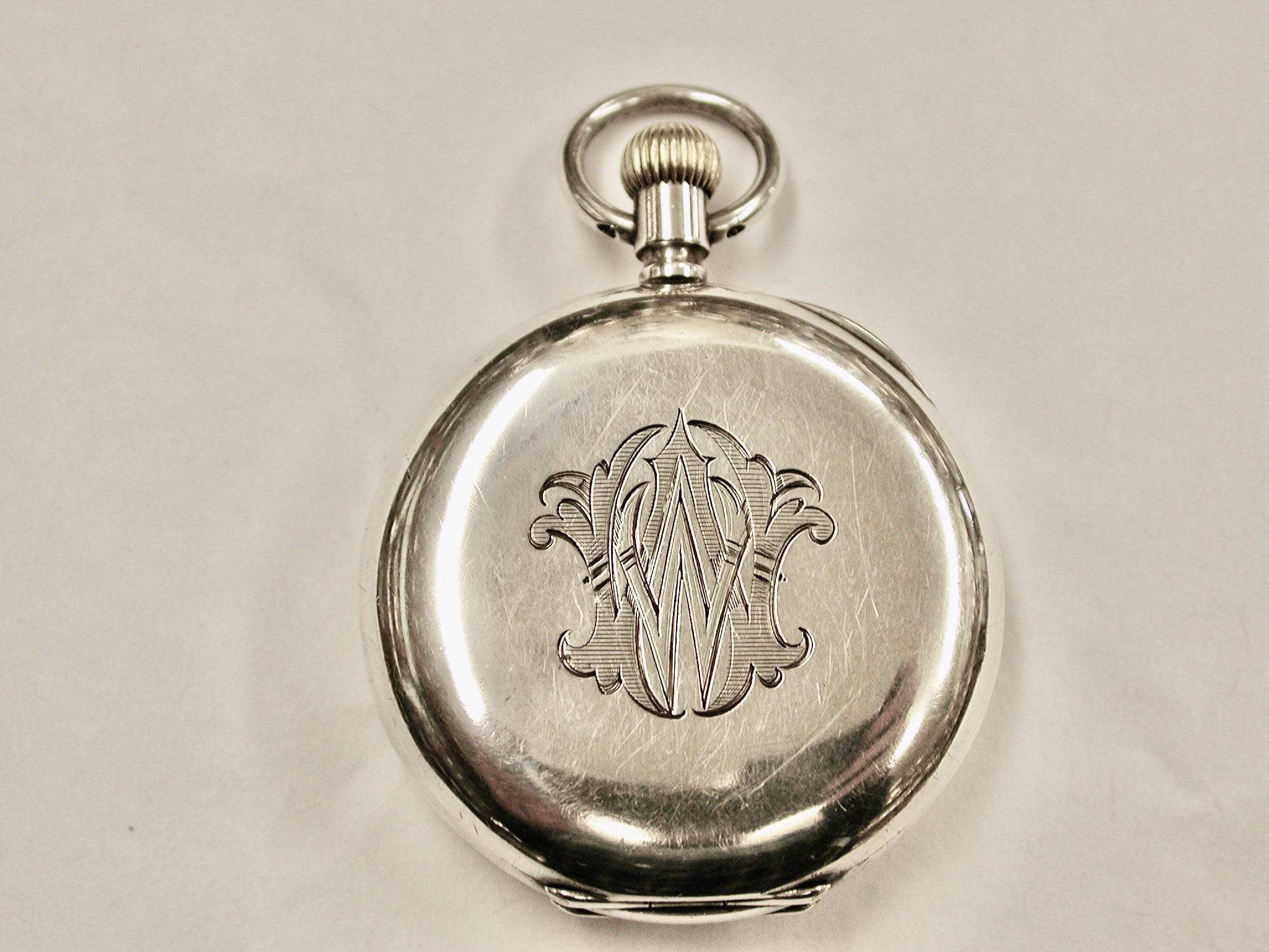 Edwardian Antique Silver Pocket Watch Dated 1913 London Parkinson & Frodsham For Sale