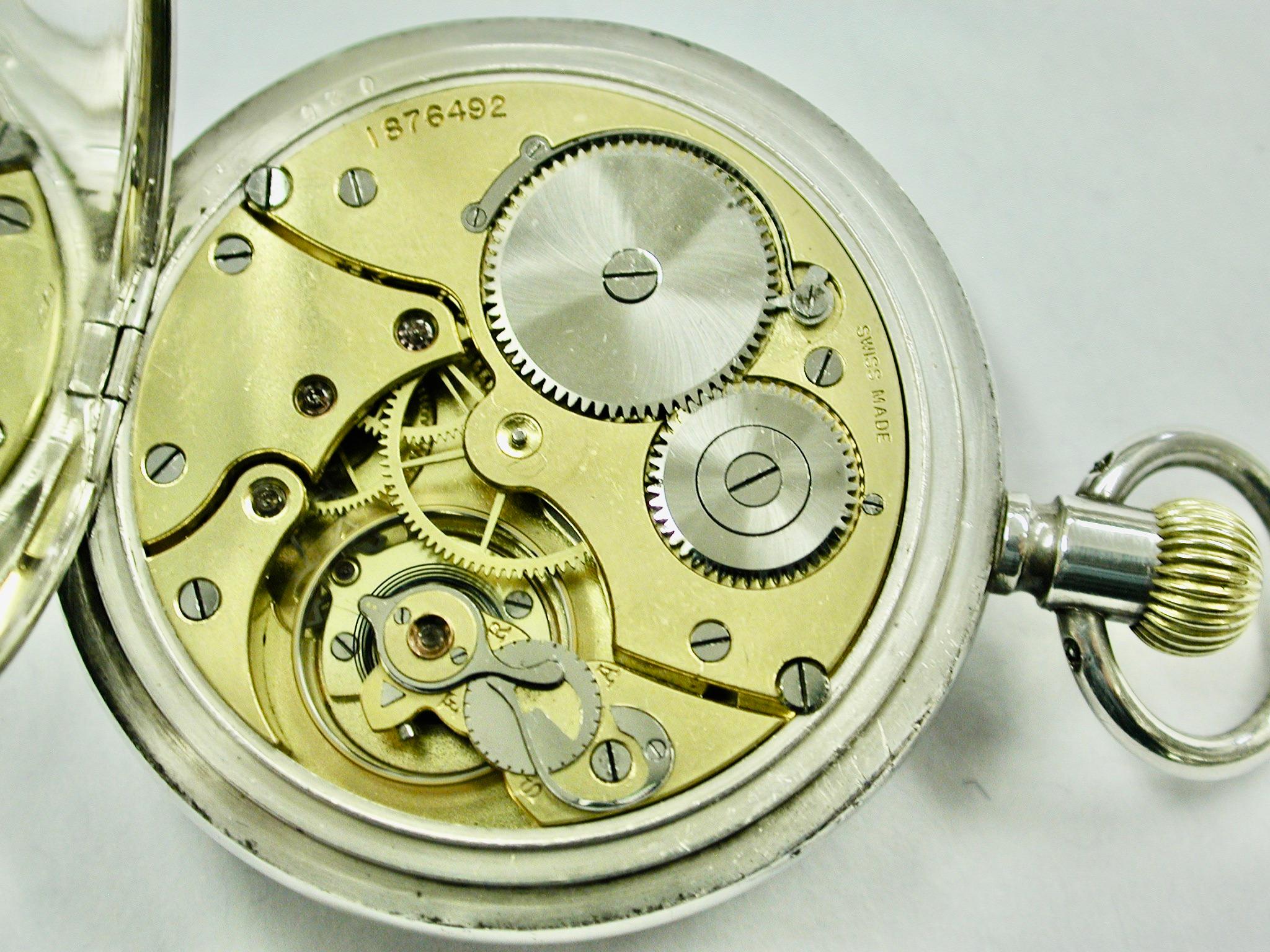 English Antique Silver Pocket Watch Dated 1913 London Parkinson & Frodsham For Sale