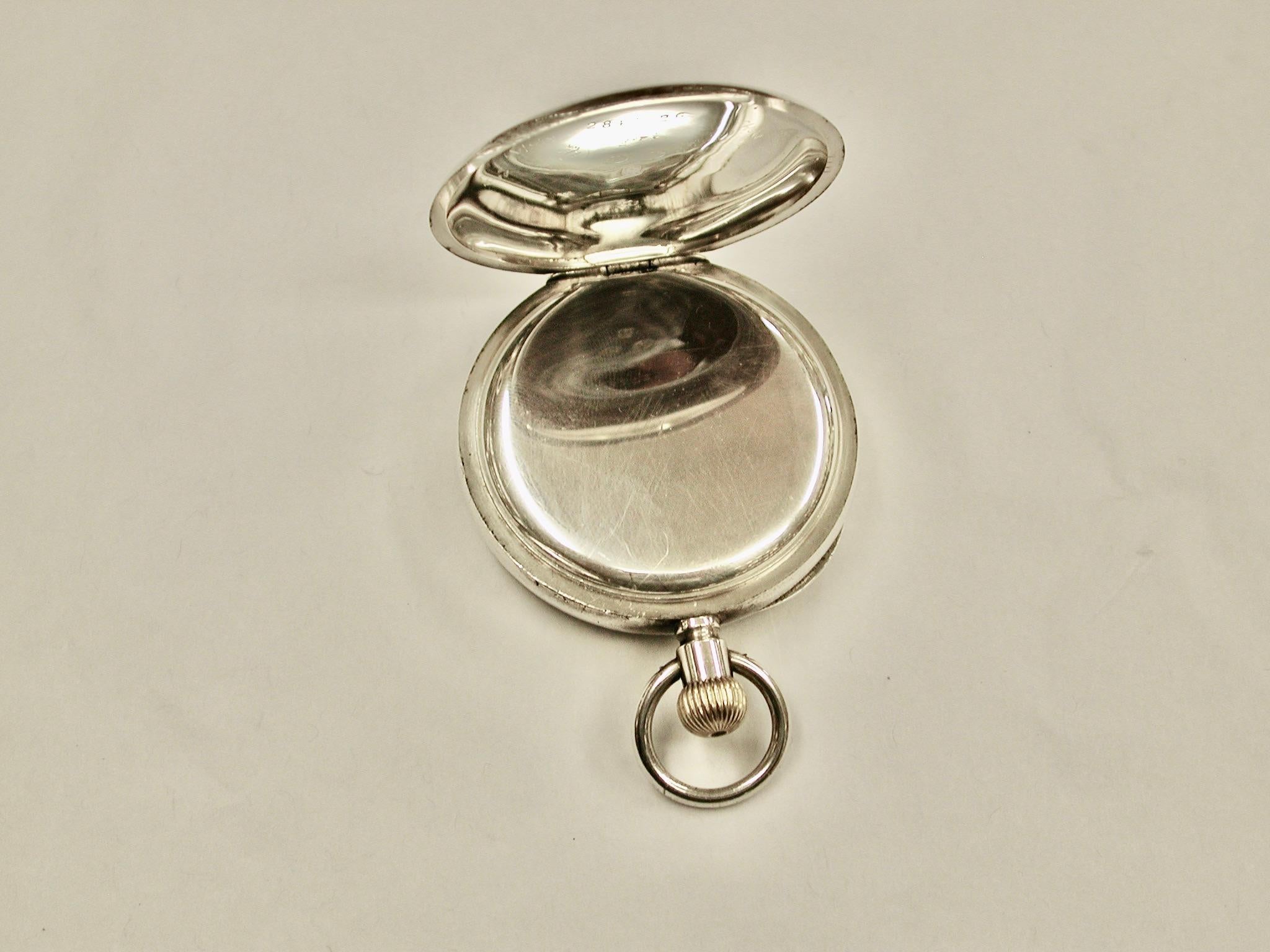 Early 20th Century Antique Silver Pocket Watch Dated 1913 London Parkinson & Frodsham For Sale