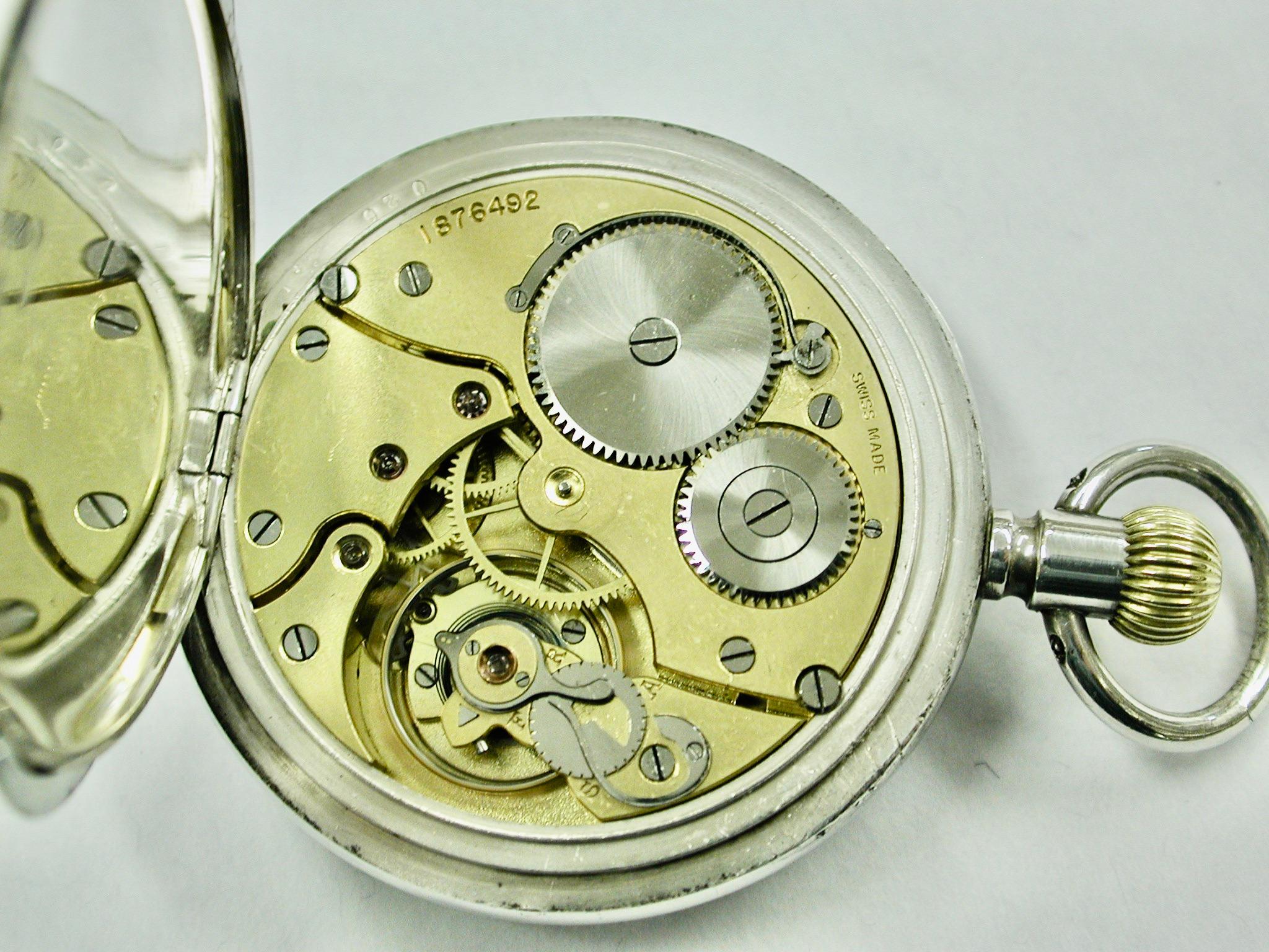 Antique Silver Pocket Watch Dated 1913 London Parkinson & Frodsham For Sale 2