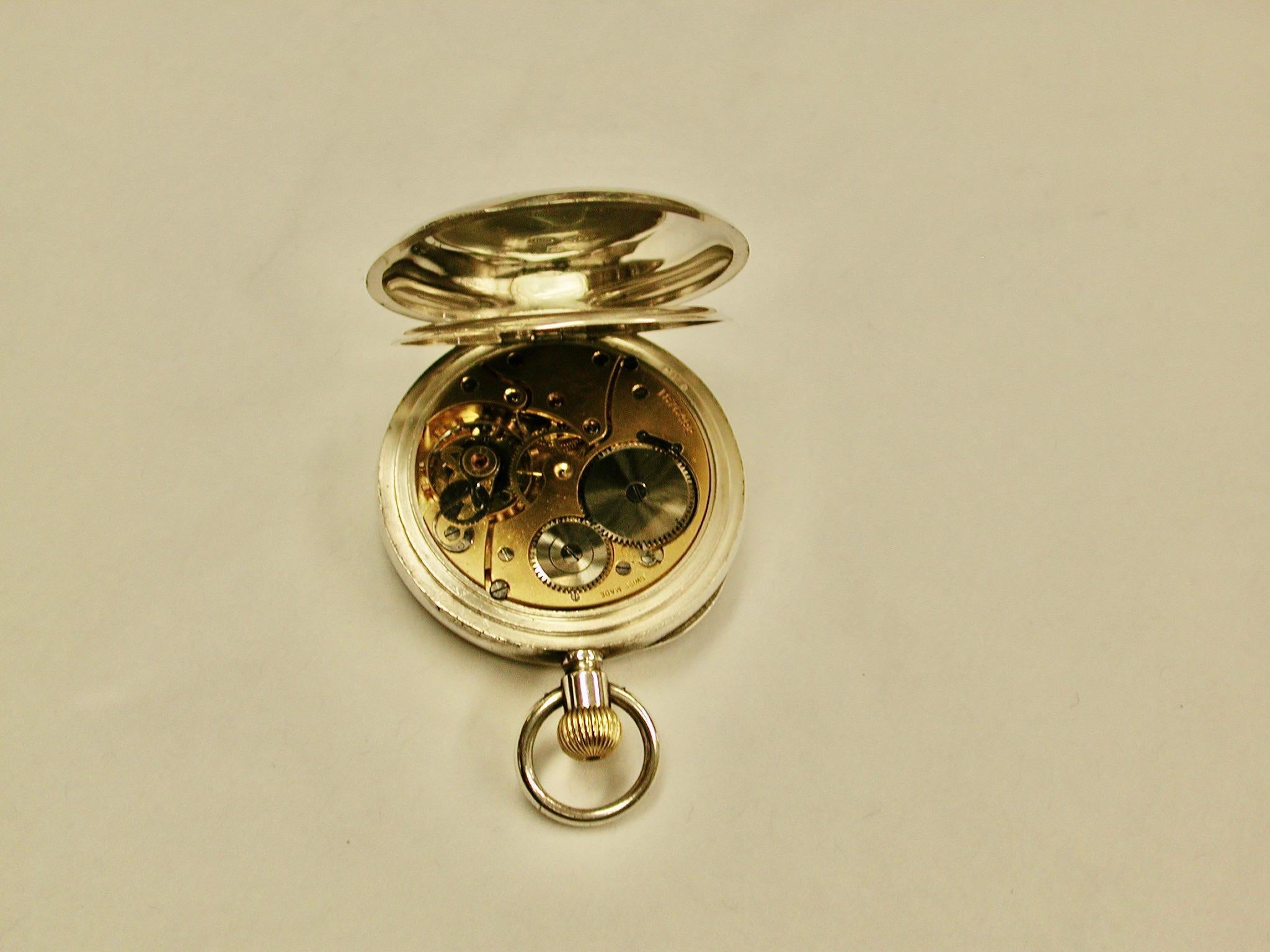 Antique Silver Pocket Watch Dated 1913 London Parkinson & Frodsham For Sale 3