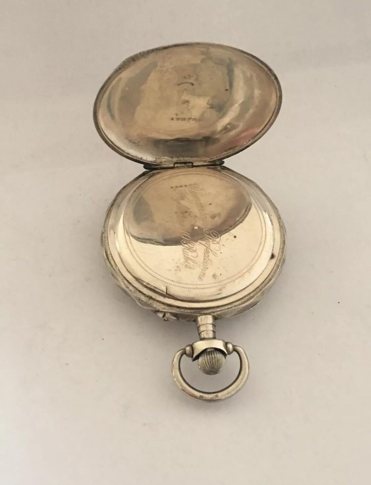Antique Silver Pocket Watch For Sale 3