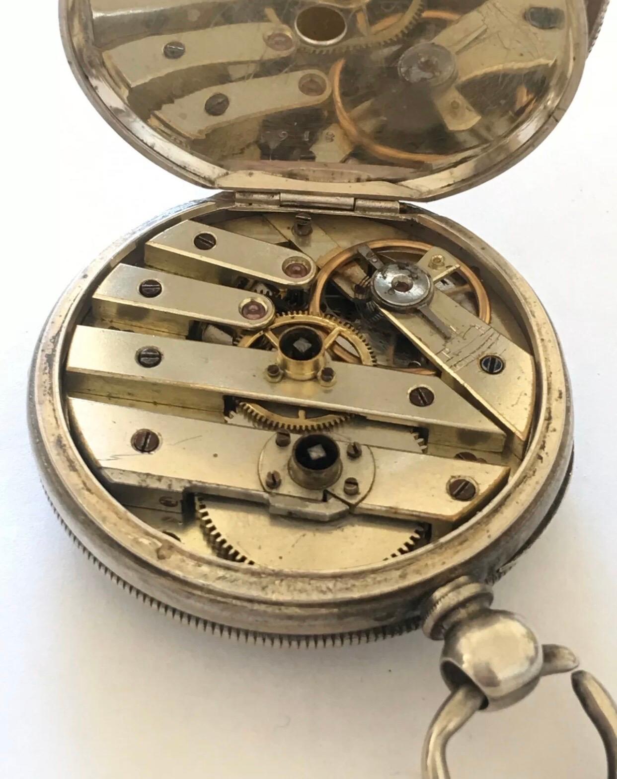 Antique Silver Pocket Watch For Sale 4
