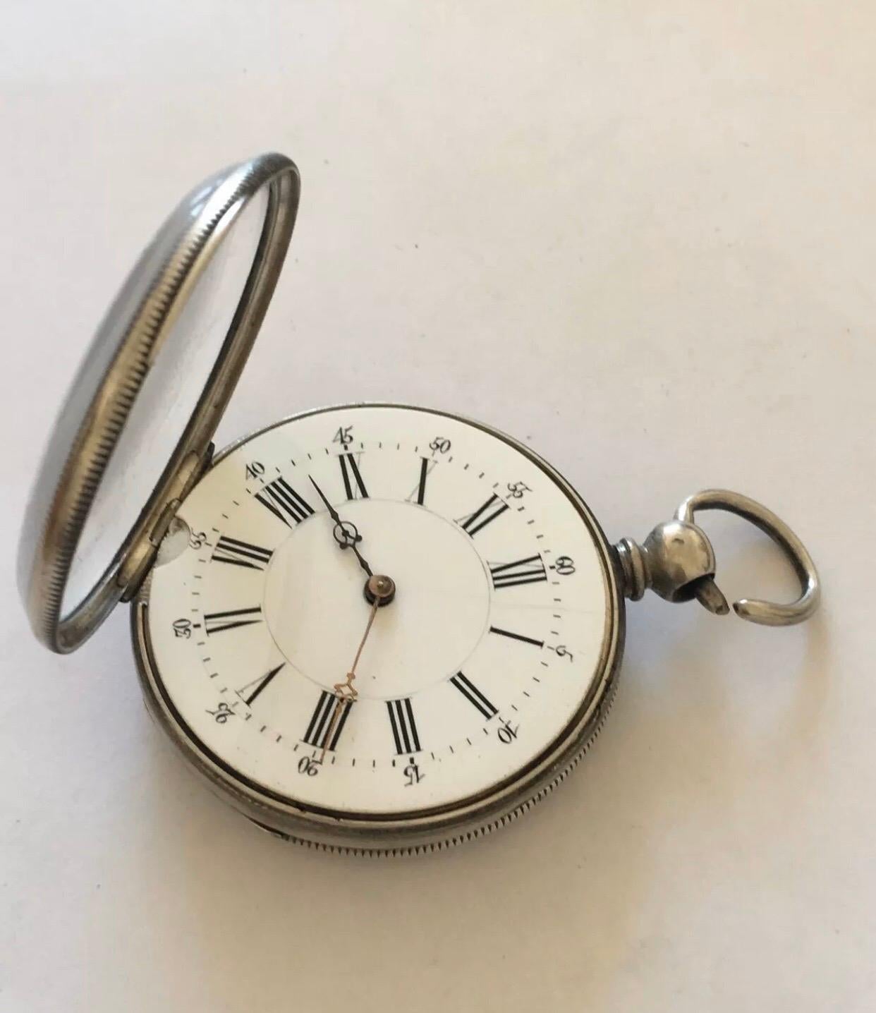 Women's or Men's Antique Silver Pocket Watch For Sale