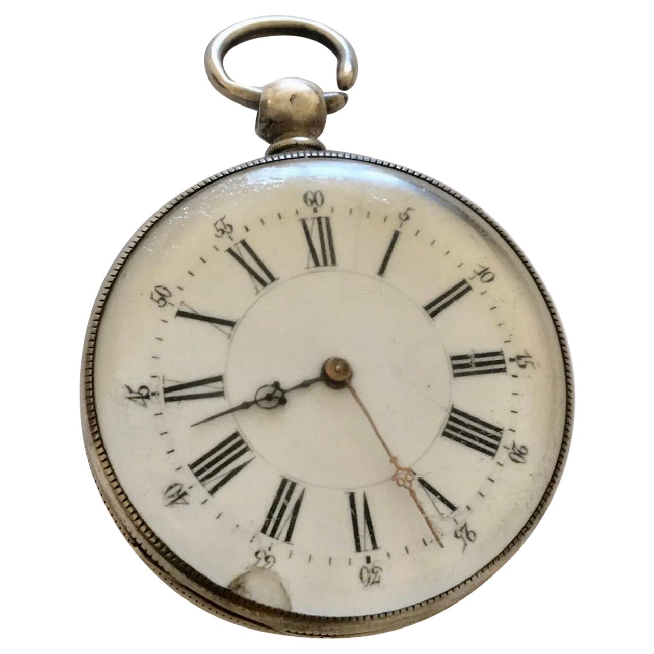 Antique Silver Pocket Watch For Sale